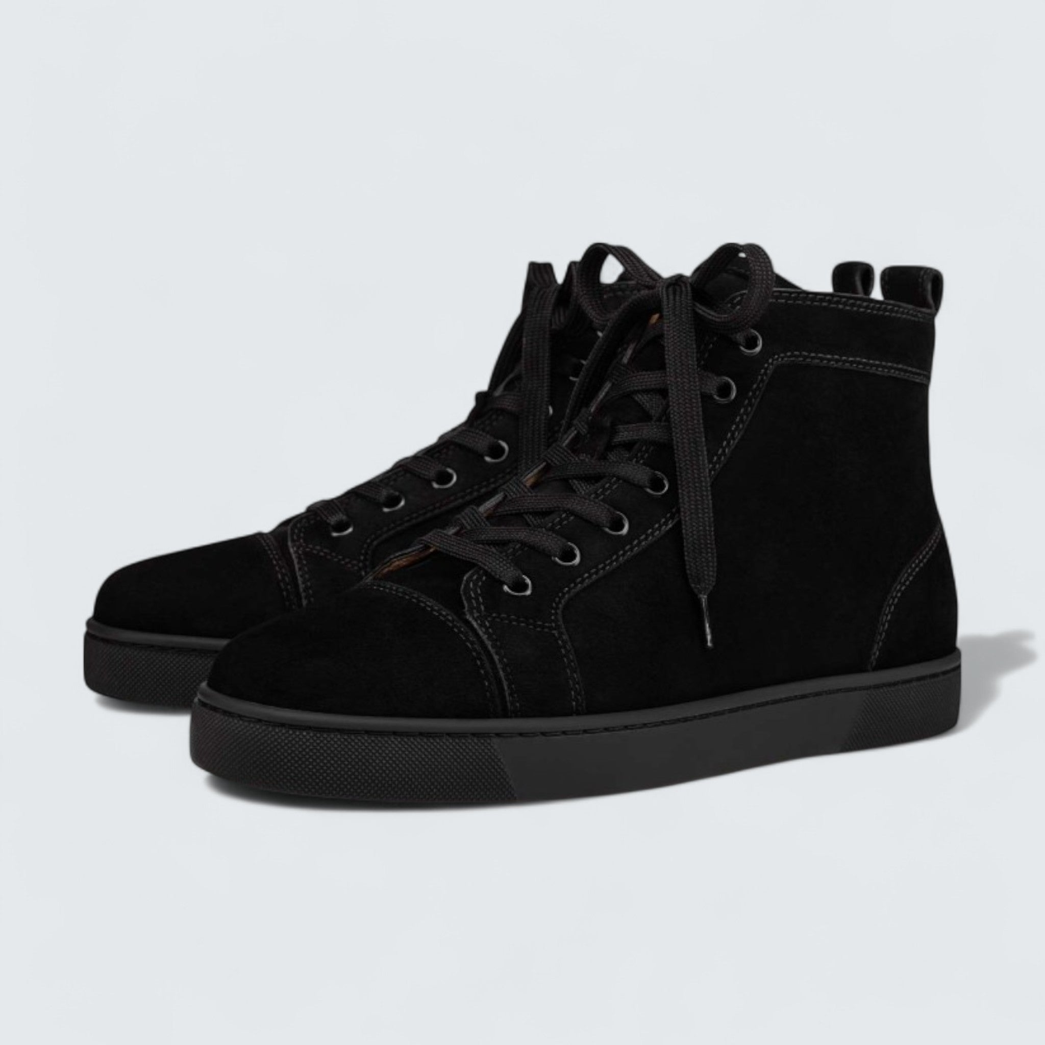 Louis Veau Velours Black High-Top Sneaker