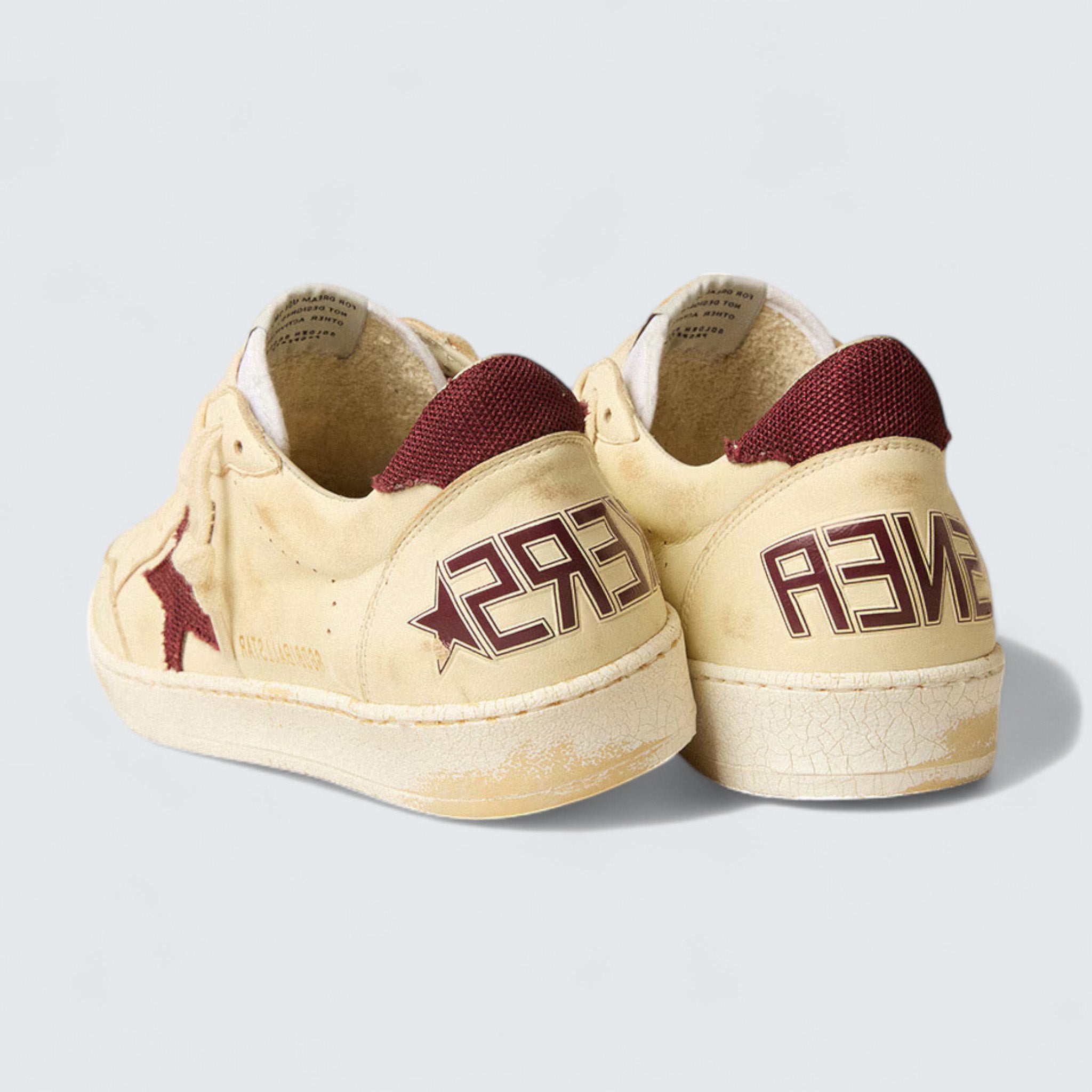 Ball Star 'Beige Nappa with Burgundy Mesh Star and Heel Tab'
