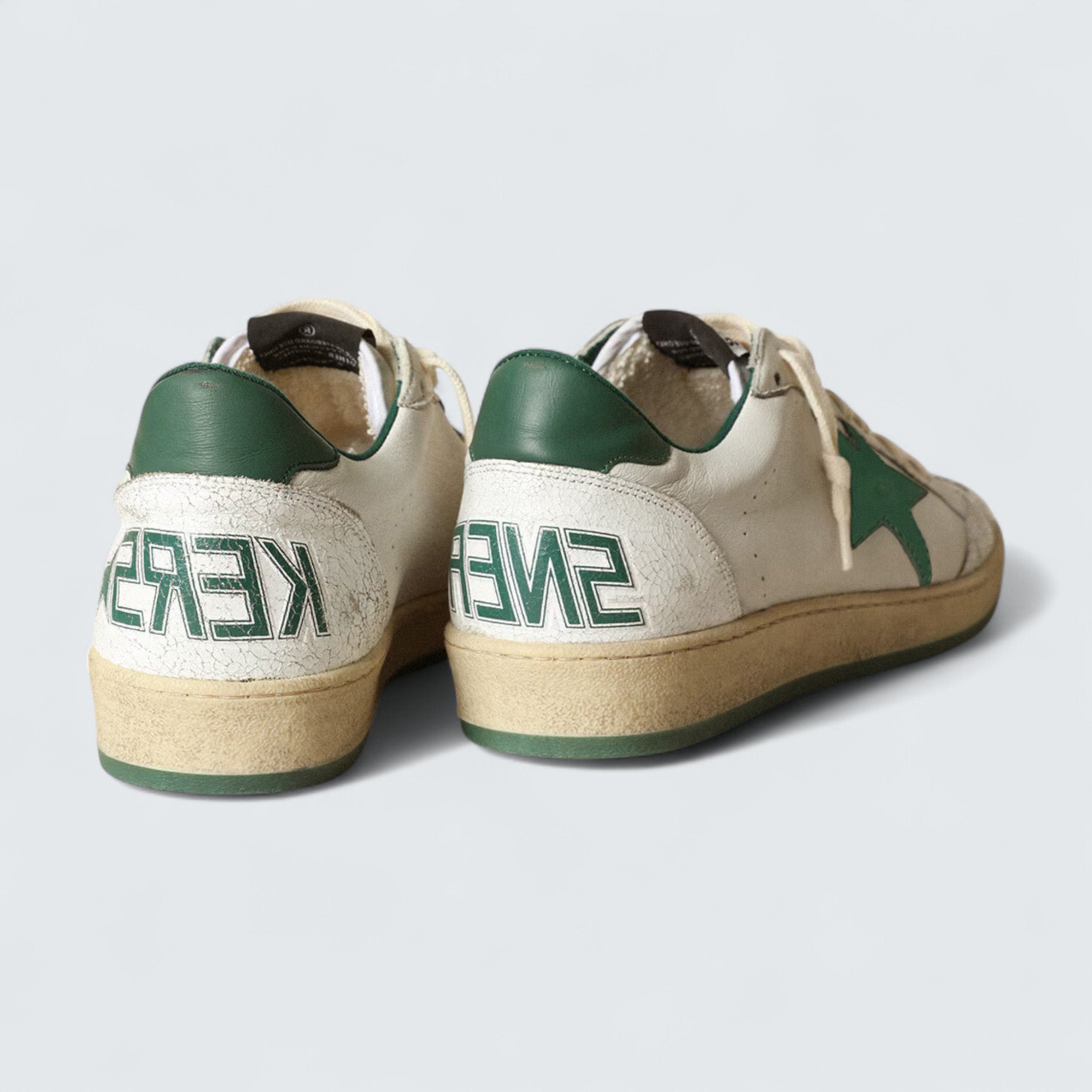 Ball Star 'White Nappa Leather with Green Leather Star and Heel Tab'