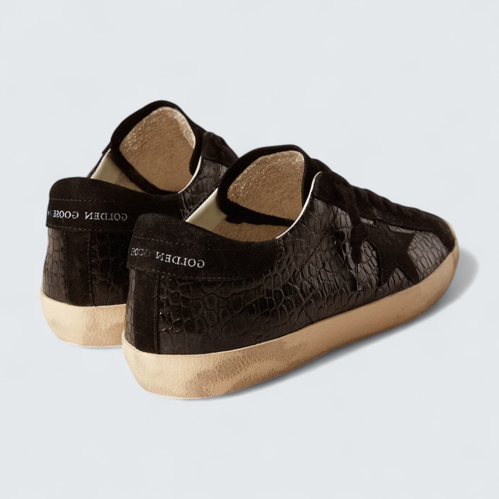 Super-Star 'Croc-Print Leather & Black Suede'