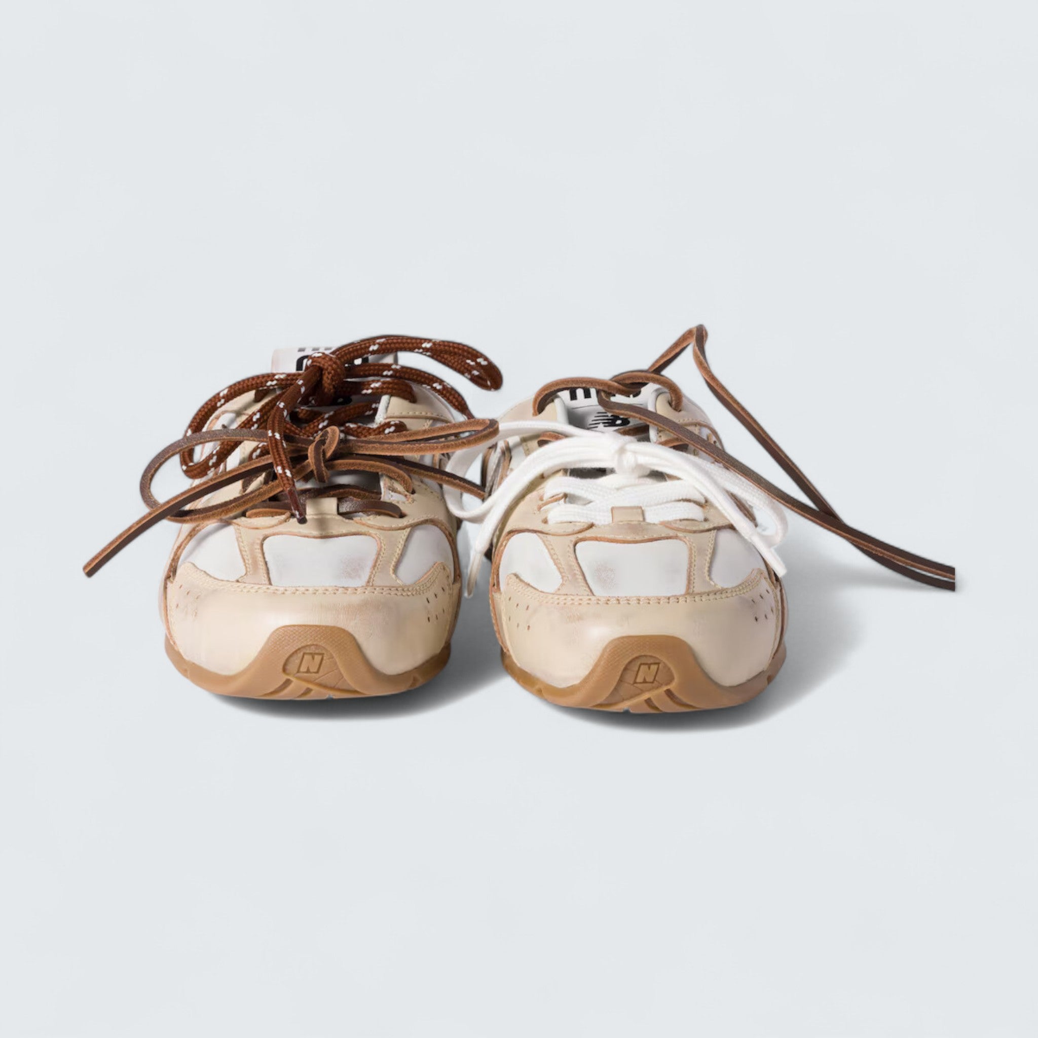 x New Balance 530 SL Deco Calf Leather Mules 'Travertine Gray/White'