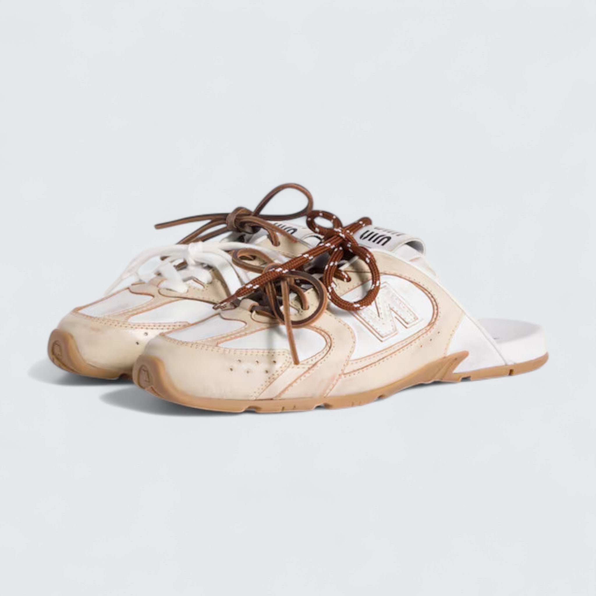 x New Balance 530 SL Deco Calf Leather Mules 'Travertine Gray/White'