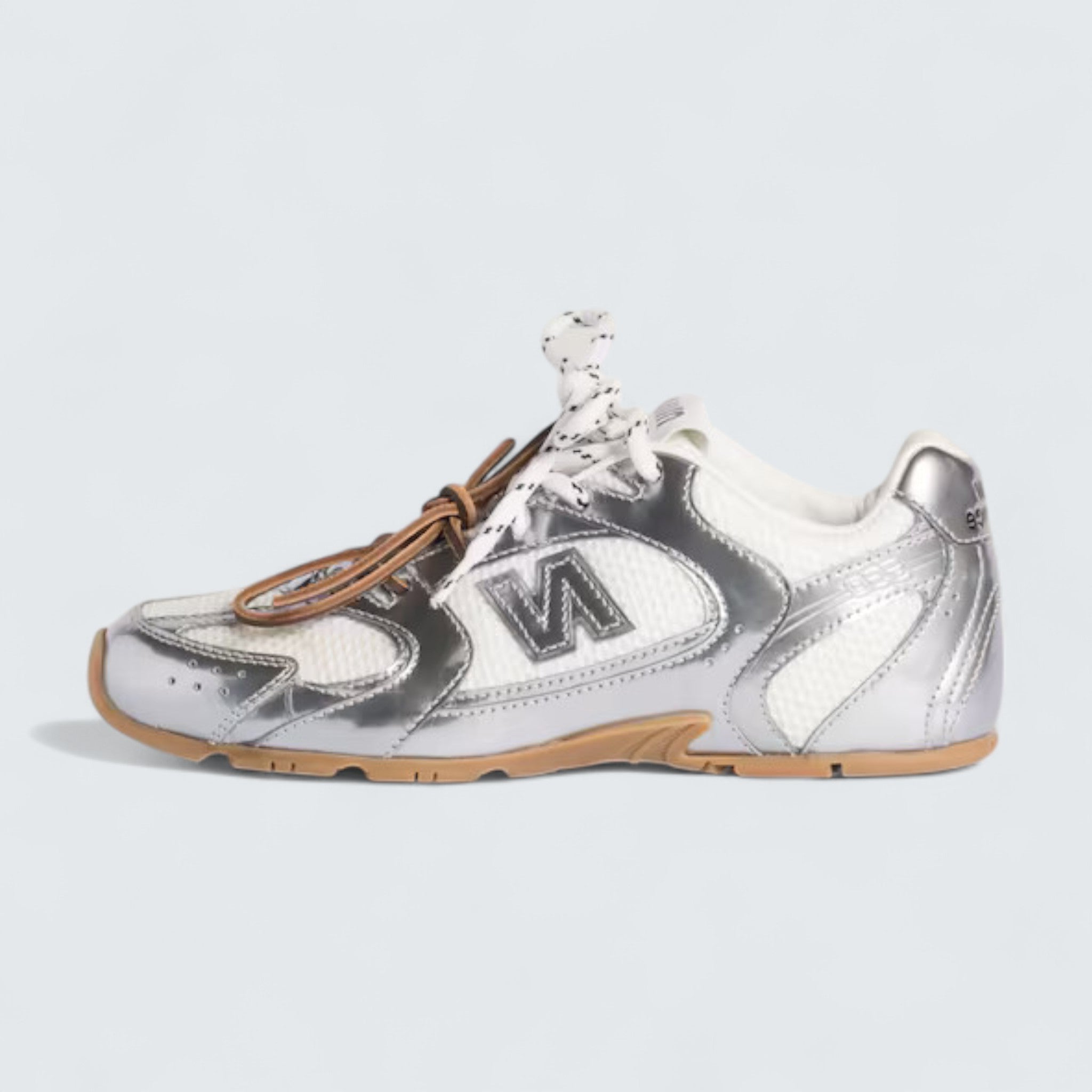 x New Balance 530 SL Metallic Leather and Mesh Sneakers 'Silver'