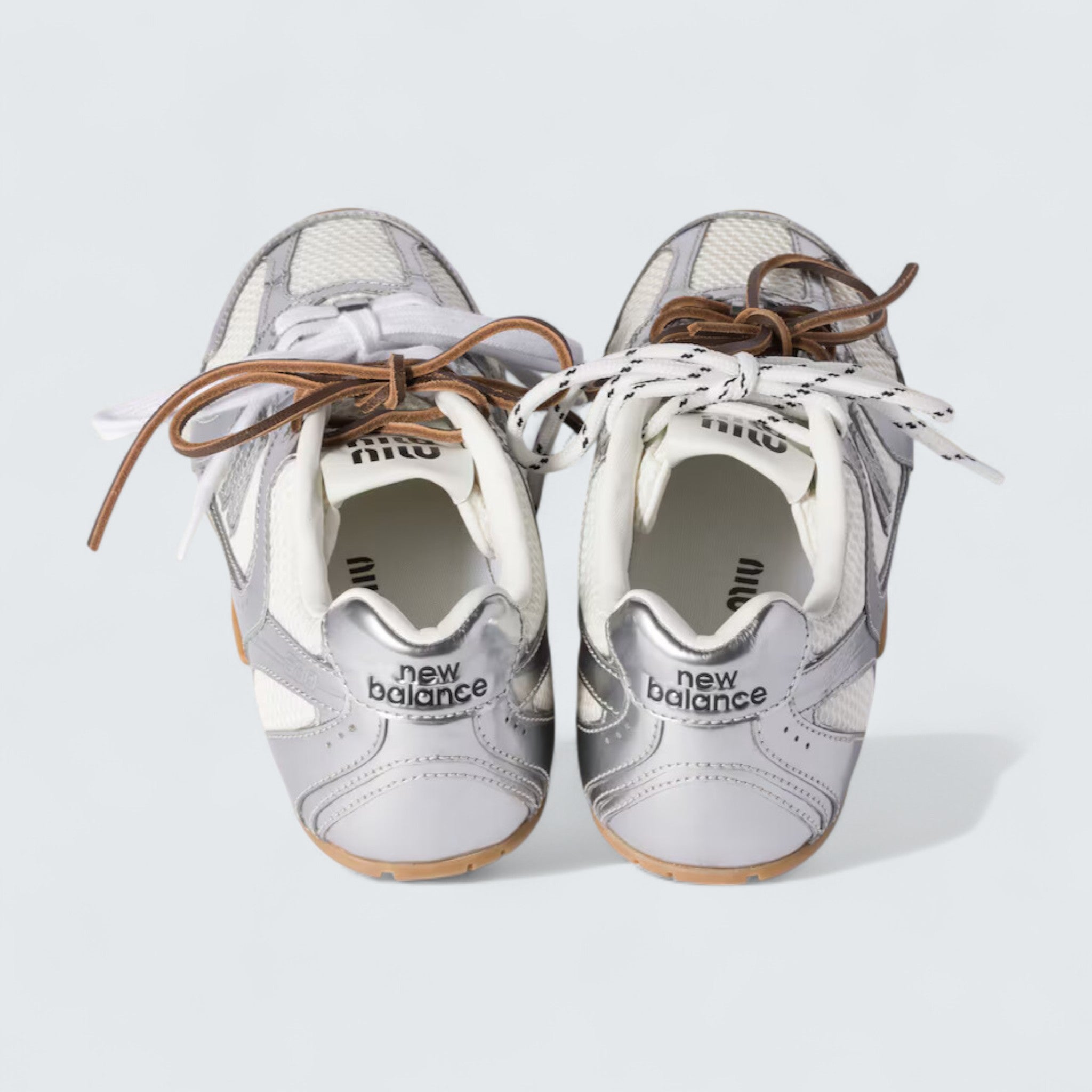 x New Balance 530 SL Metallic Leather and Mesh Sneakers 'Silver'