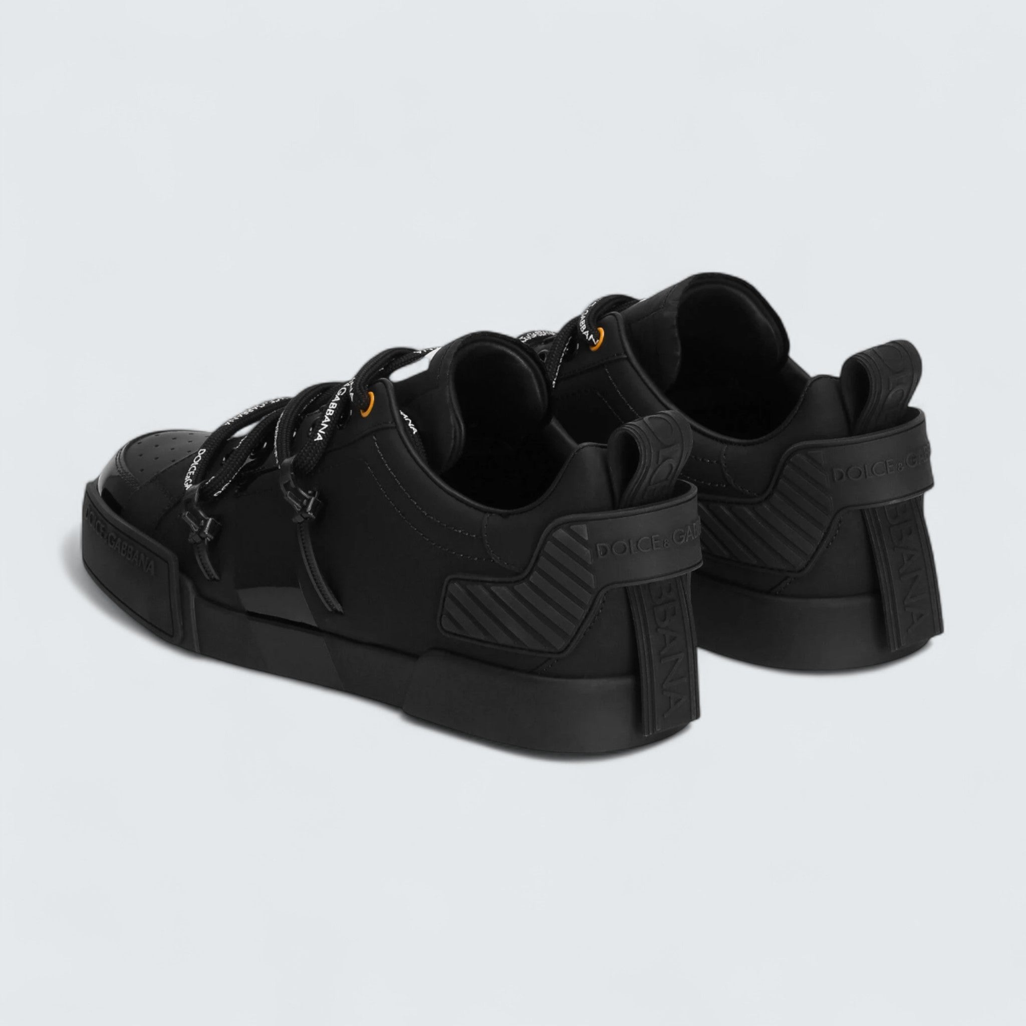 D&G Portofino Sneakers in Calfskin and Patent Leather 'Black'