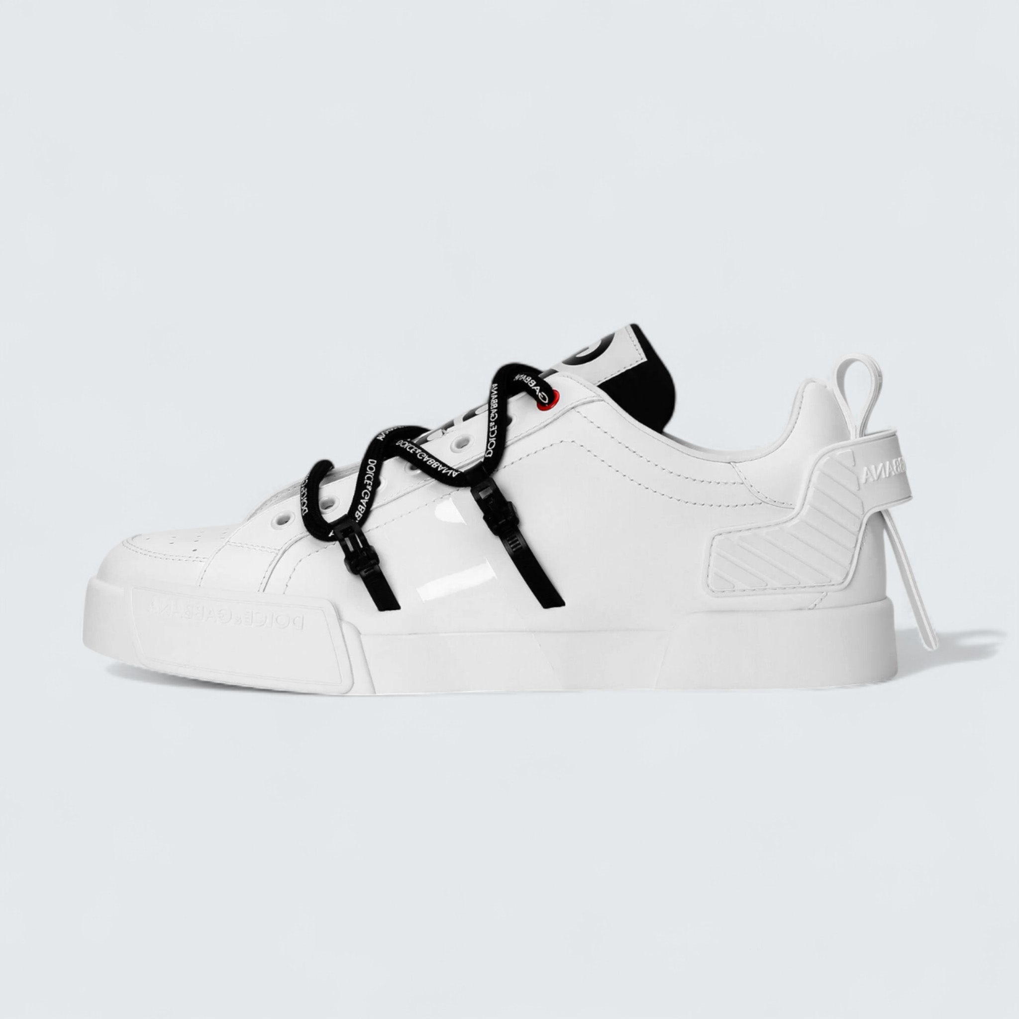 D&G Portofino Sneakers in Calfskin and Patent Leather 'White'