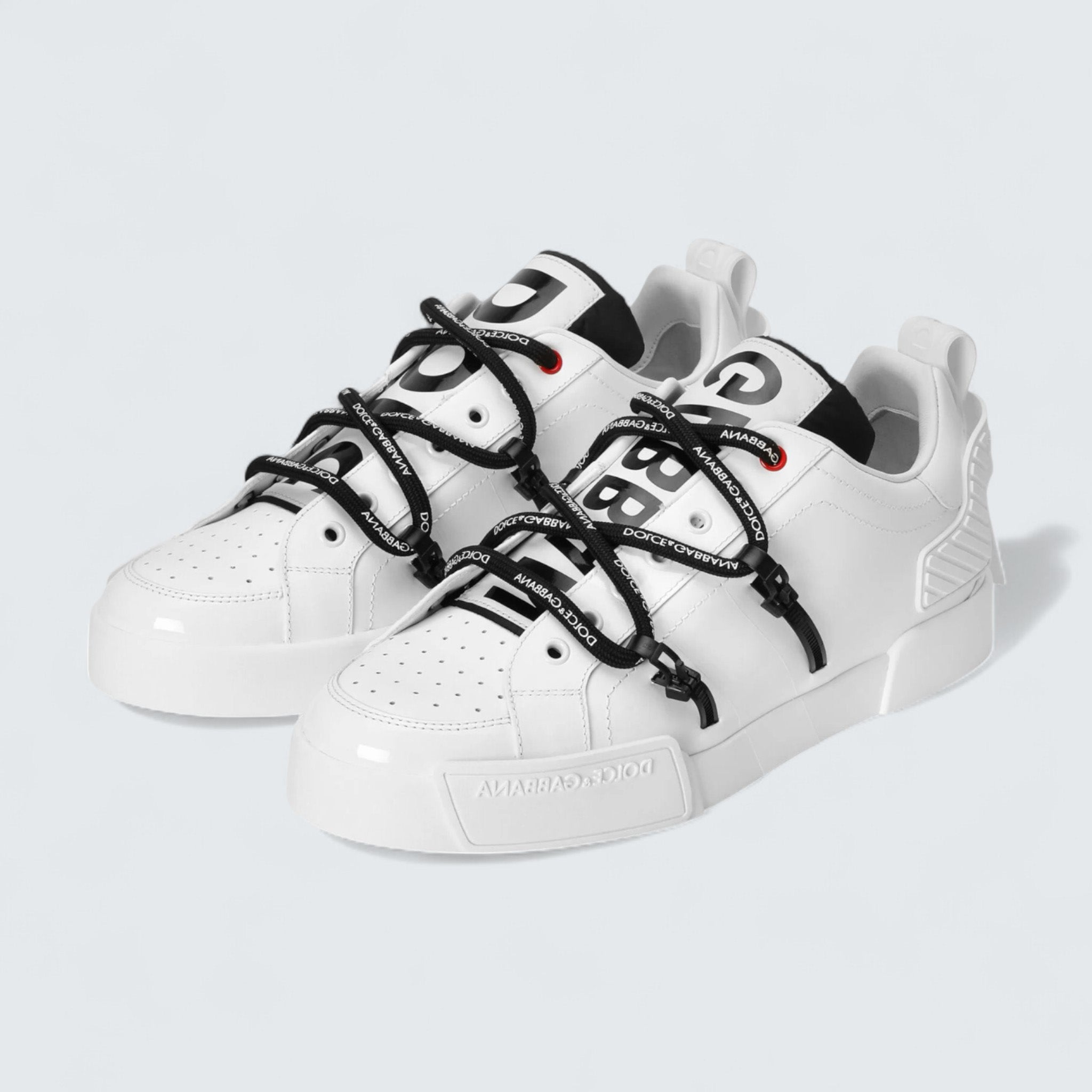 D&G Portofino Sneakers in Calfskin and Patent Leather 'White'