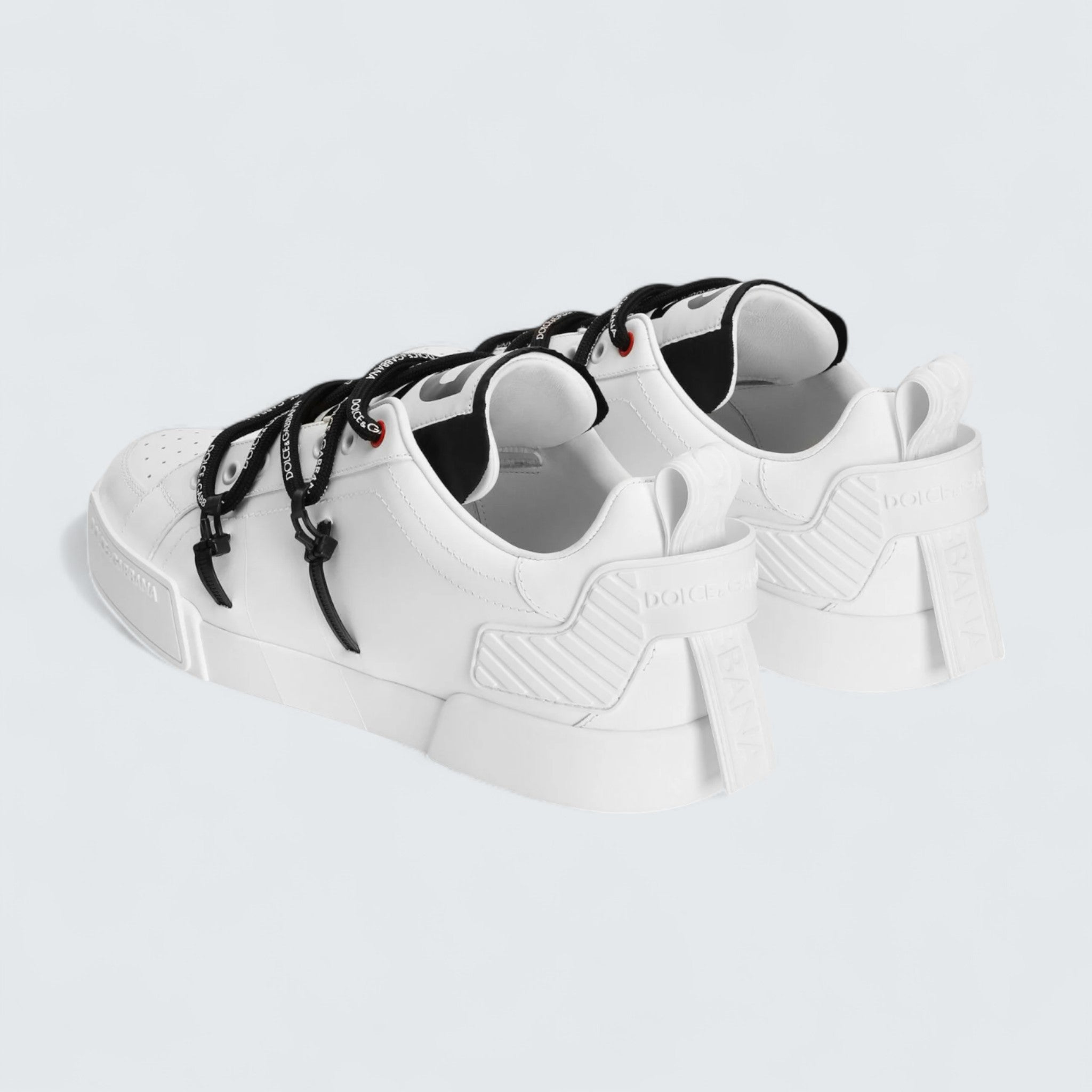 D&G Portofino Sneakers in Calfskin and Patent Leather 'White'