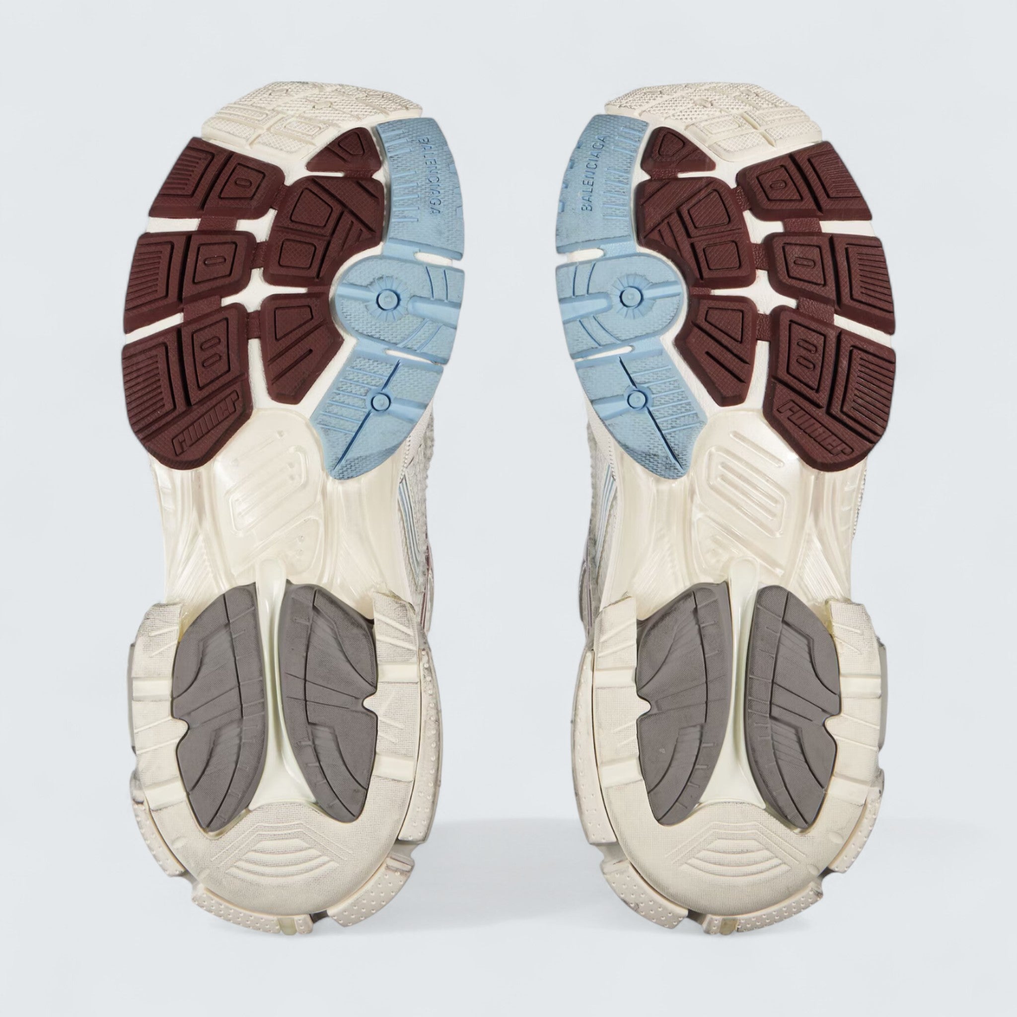 Runner Gradient Sneaker in White, Brown, Blue, Pink and Grey Mesh, Polyurethane and Polyester