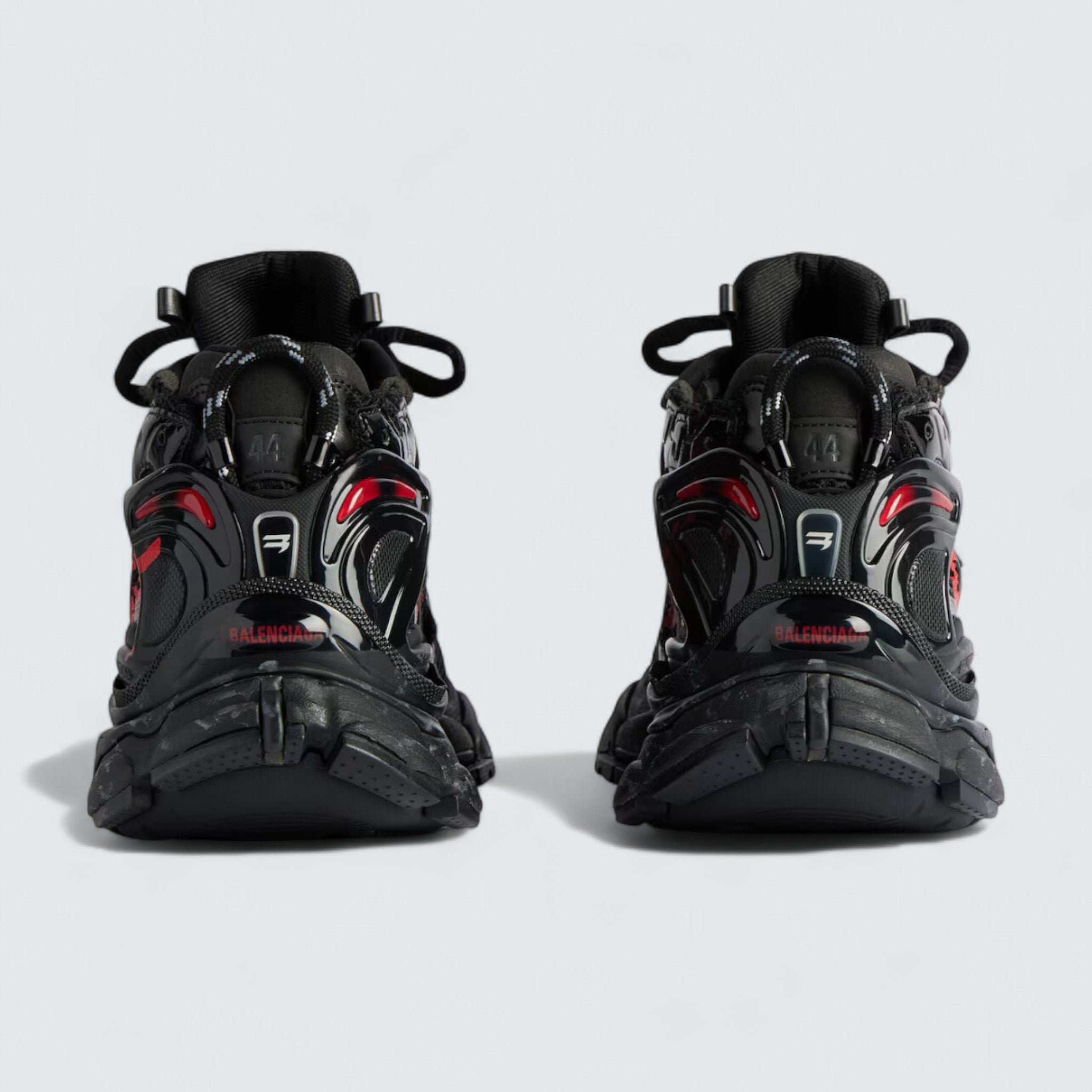 Runner Graffiti Sneaker in Black and Red Mesh and Nylon