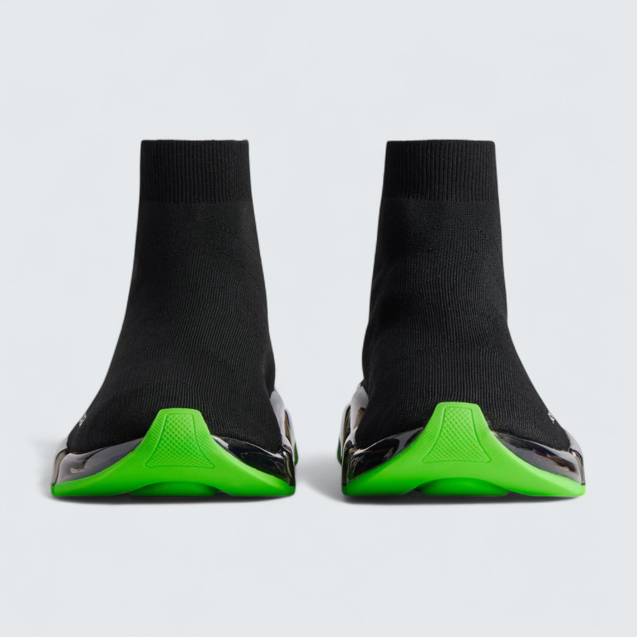 Speed 2.0 Full Clear Sole Sneaker in Black and Neon Green Recycled Knit
