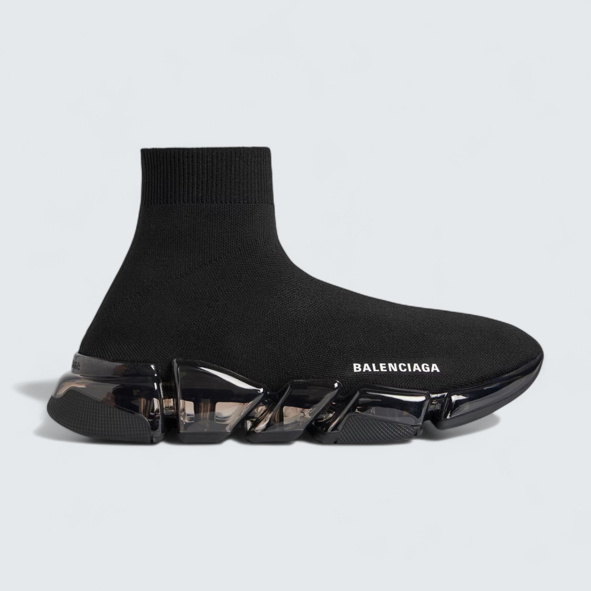 Speed 2.0 Full Clear Sole Sneaker in Black Recycled Knit