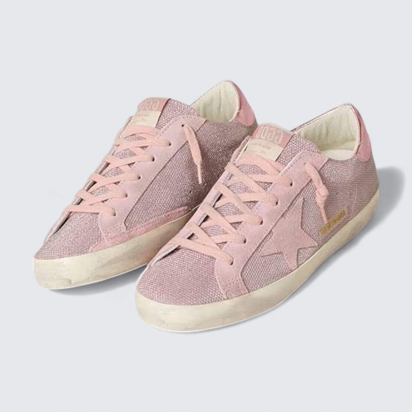 Super-Star LTD 'Pink Glitter with Suede Star and Leather Heel Tab'