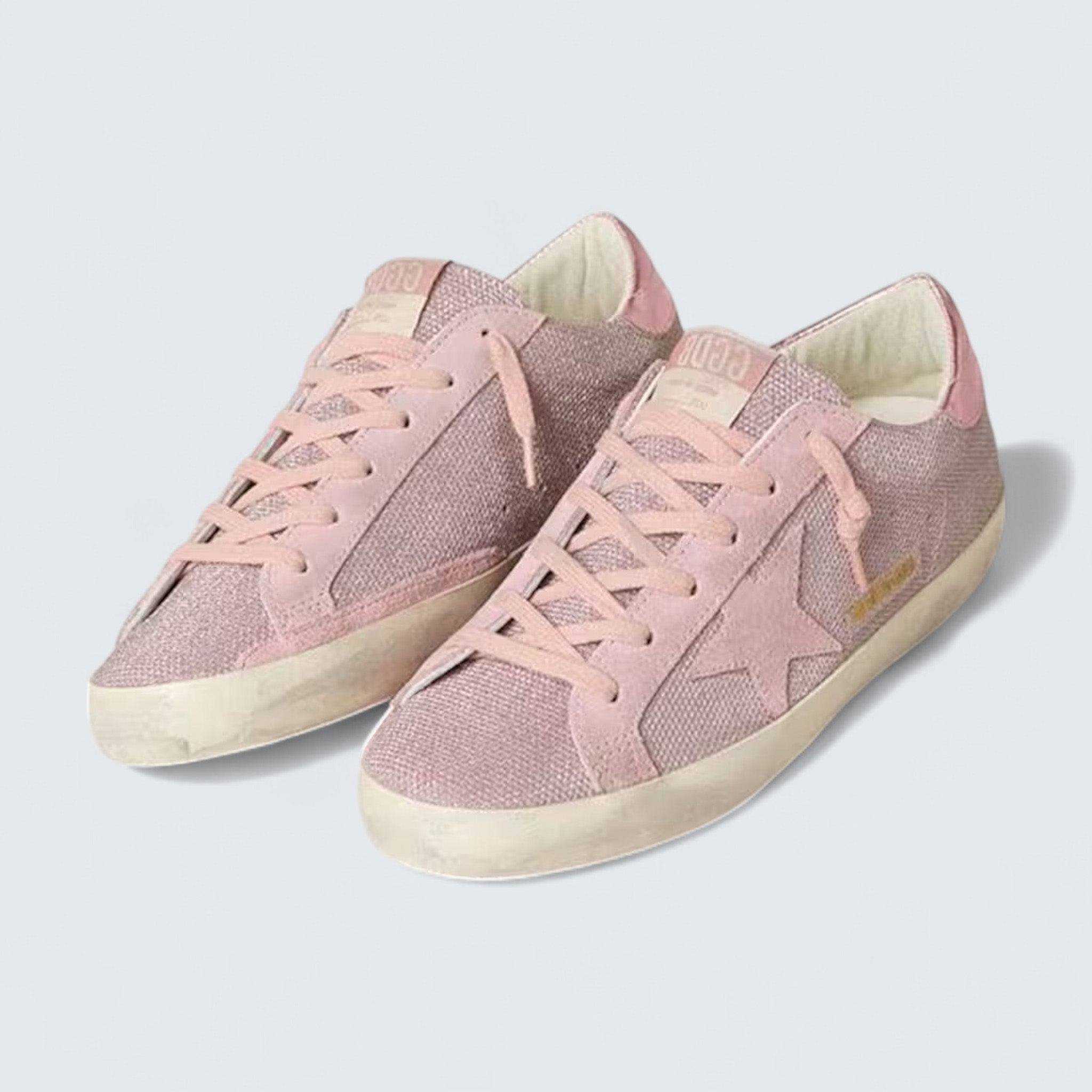 Super-Star LTD 'Pink Glitter with Suede Star and Leather Heel Tab'