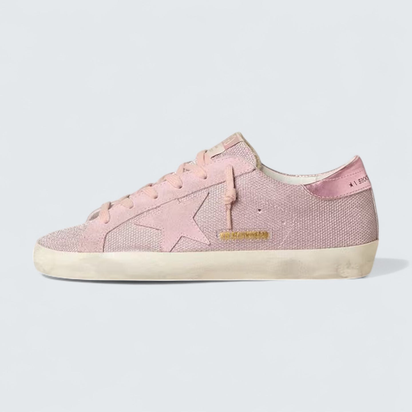 Super-Star LTD 'Pink Glitter with Suede Star and Leather Heel Tab'