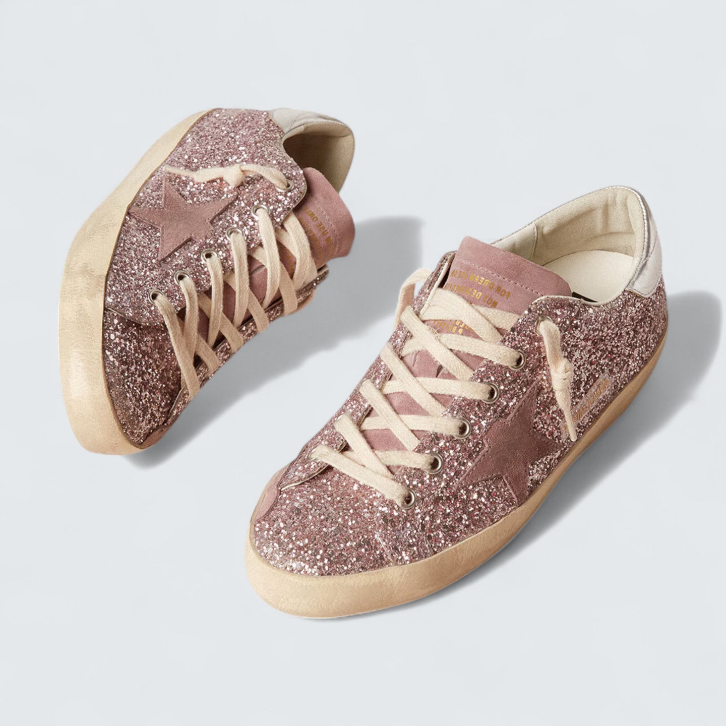 Super-Star LTD 'Pink Glitter with Suede Star and Silver Heel Tab'