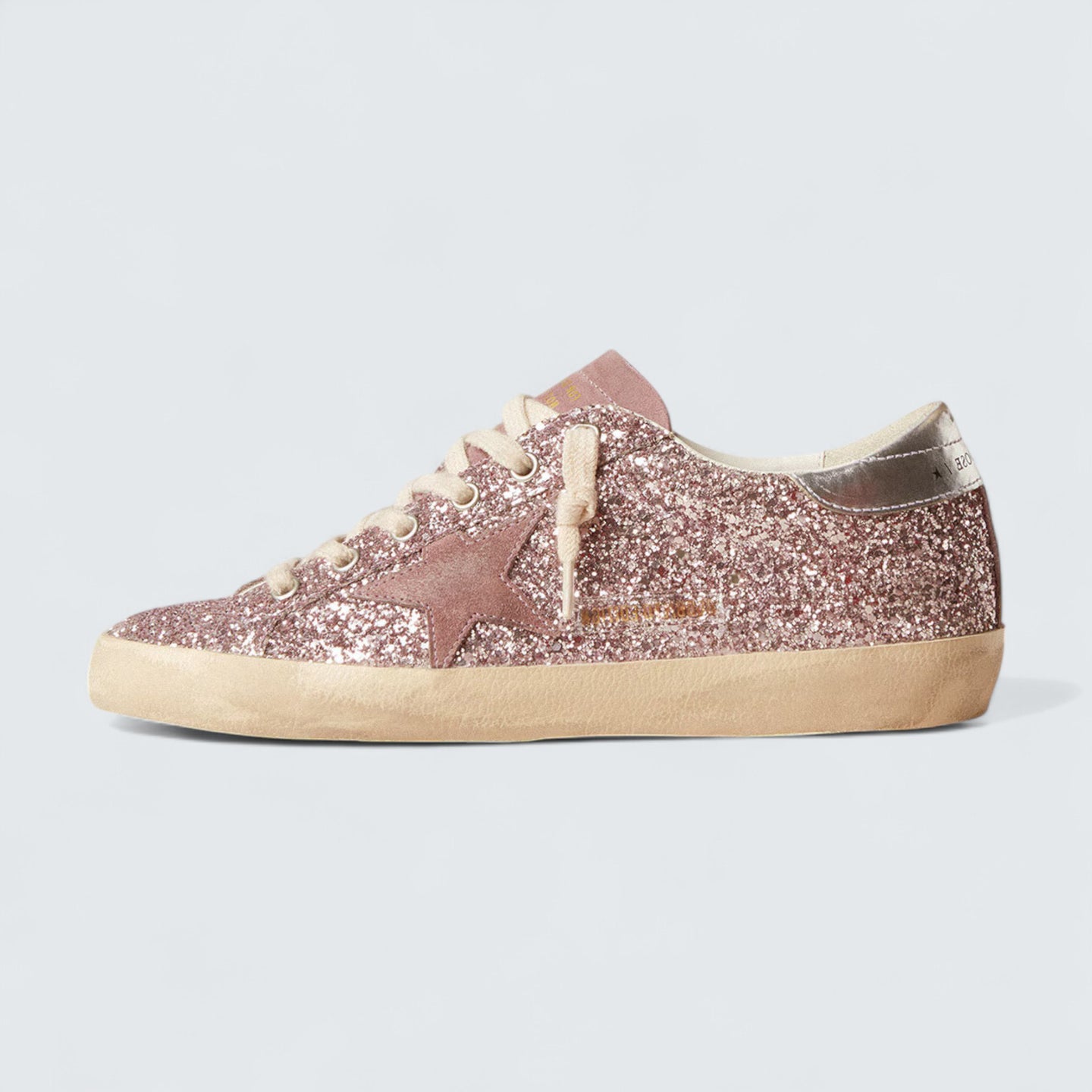 Super-Star LTD 'Pink Glitter with Suede Star and Silver Heel Tab'