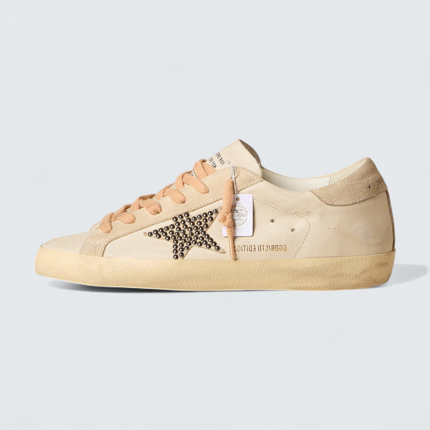 Super-Star LTD 'Leather with Beige Suede Star with Swarovski Studs'