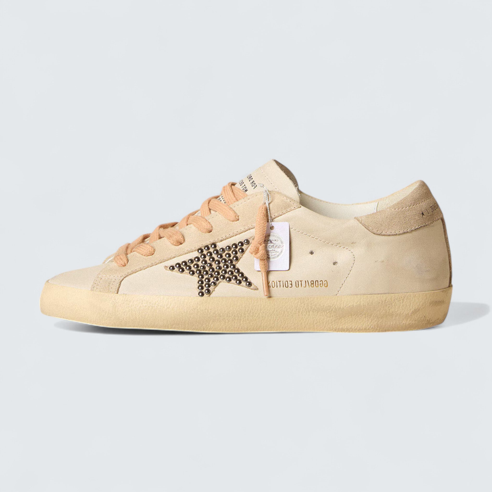 Super-Star LTD 'Leather with Beige Suede Star with Swarovski Studs'