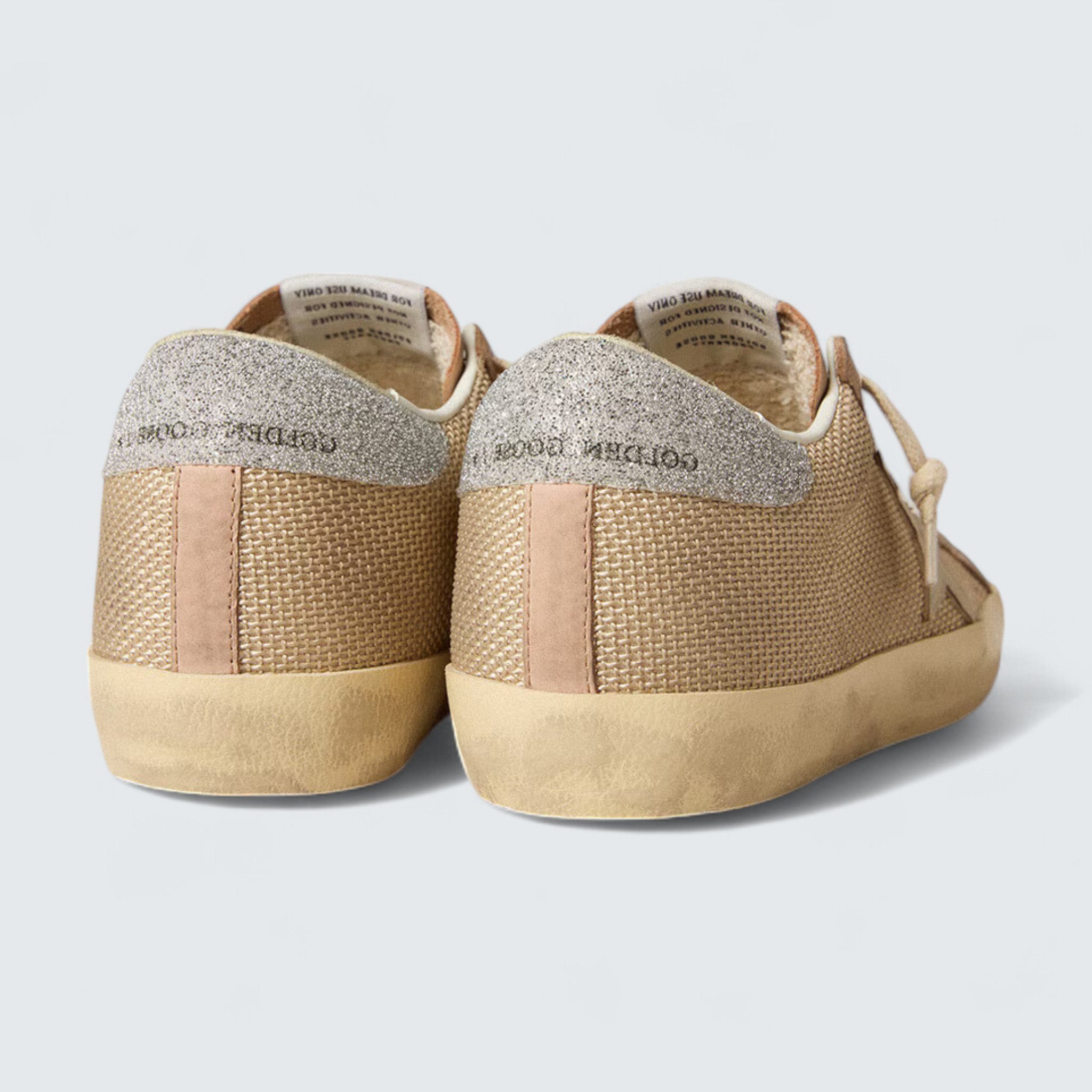 Super-Star LTD 'White Mesh and Pink Nubuck with Swarovski Crystals Heel Tab'