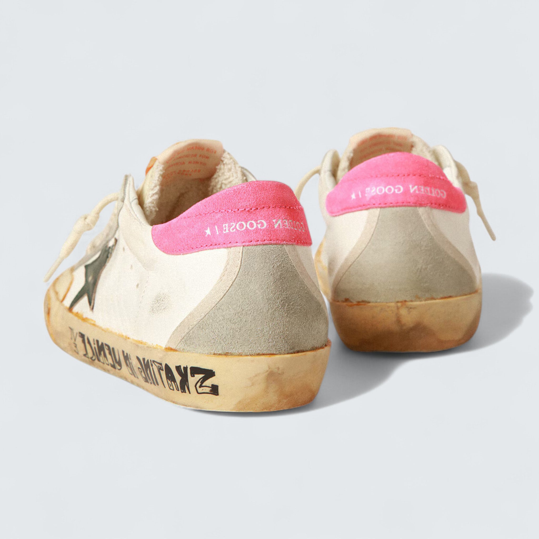Super-Star Penstar 'Beige Nappa with Emerald-Green Star and Fluorescent Lobster Heel Tab'