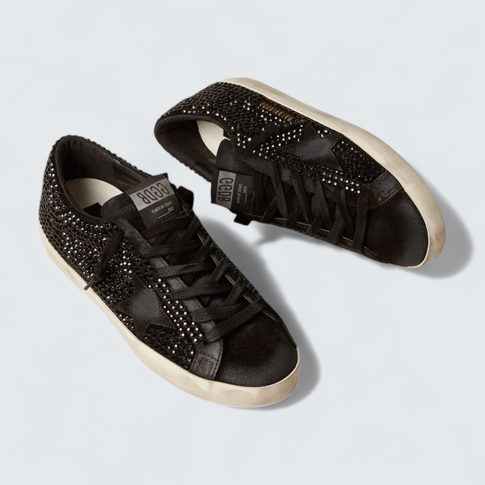 Super-Star 'Black Suede with Swarovski Crystals and Black Suede Star'