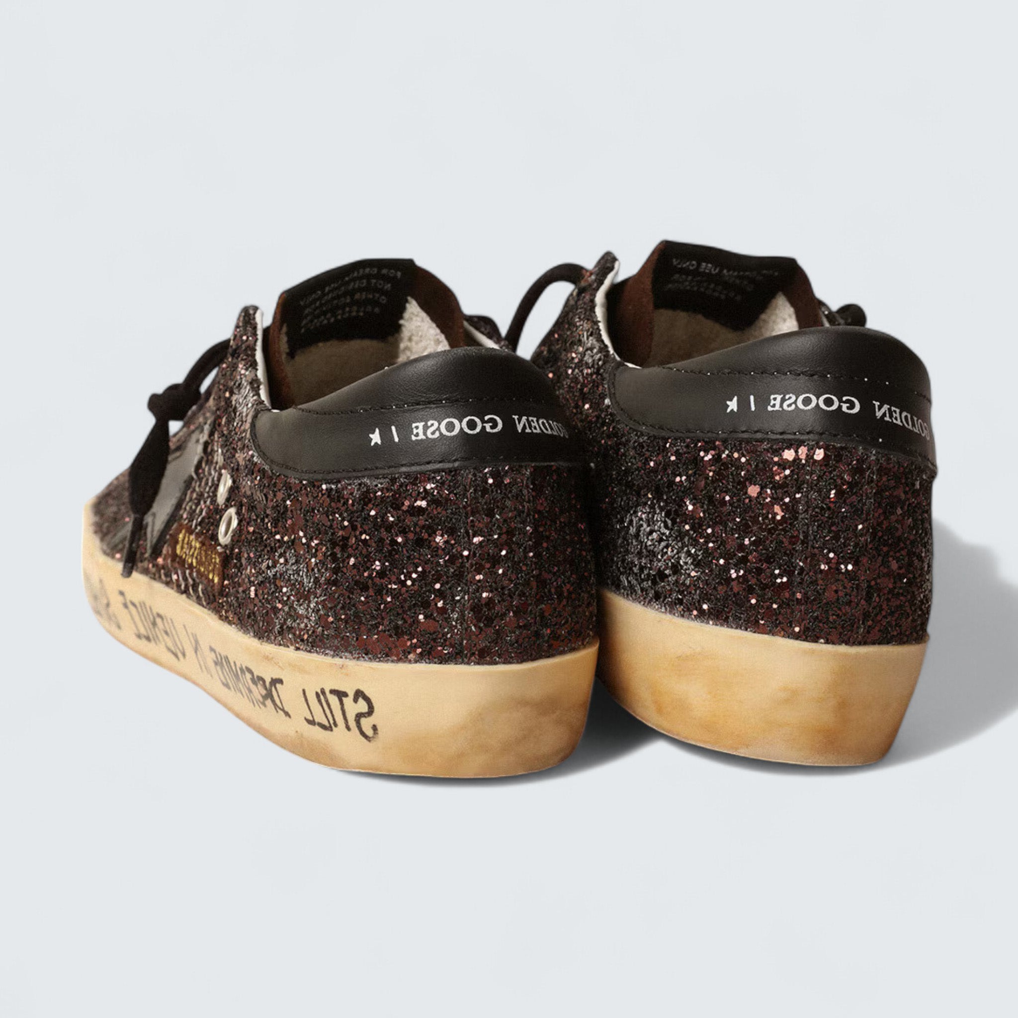 Super-Star 'Brown Glitter with Black Leather Star and Heel Tab'