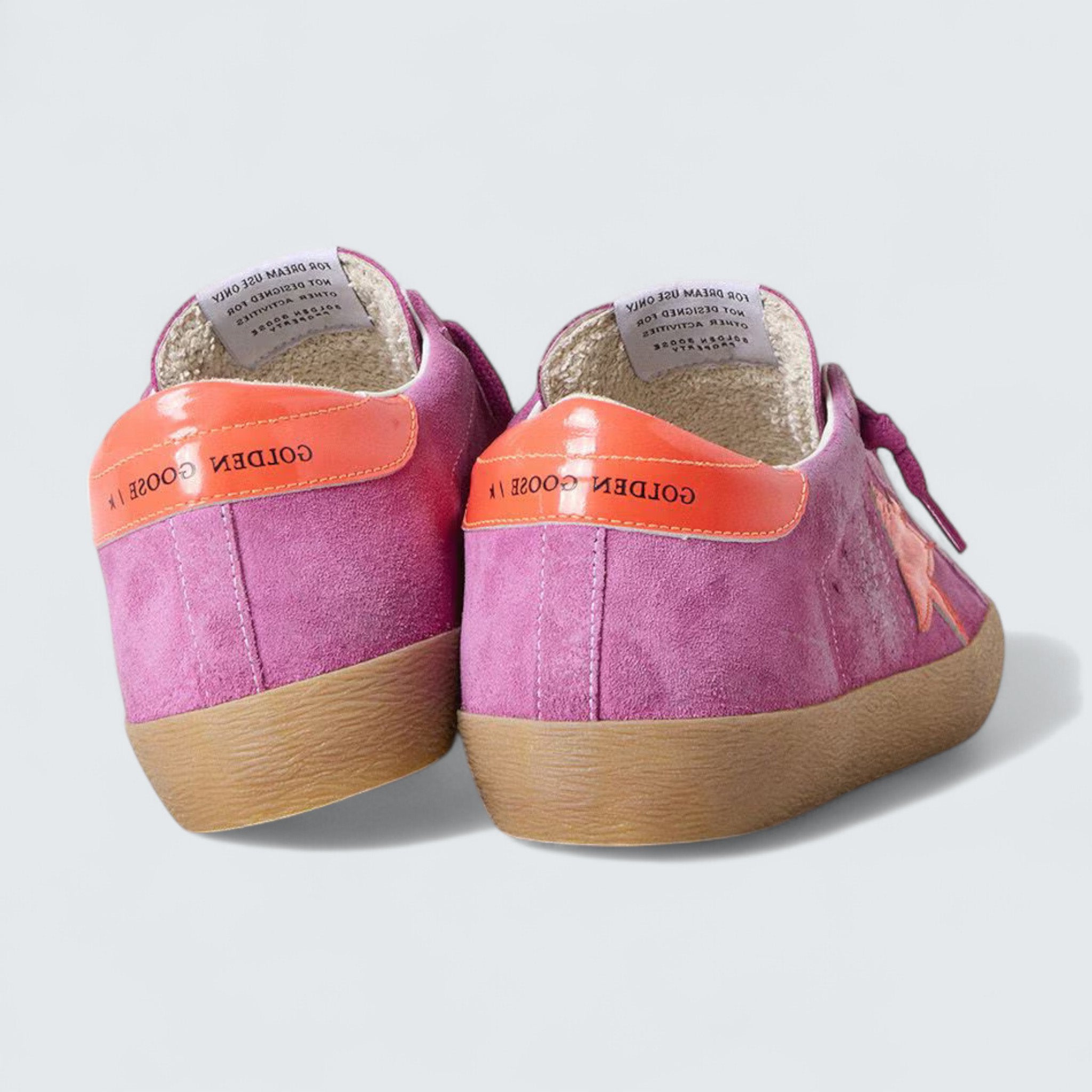 Super-Star 'Fuchsia Suede with Fluorescent Orange Laminated Leather Star and Heel Tab'