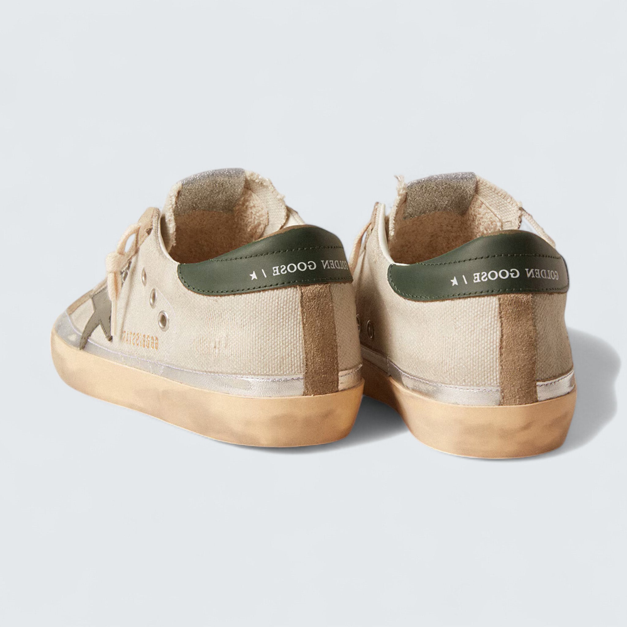 Super-Star 'Gray Canvas with Green Leather Star and Heel Tab'