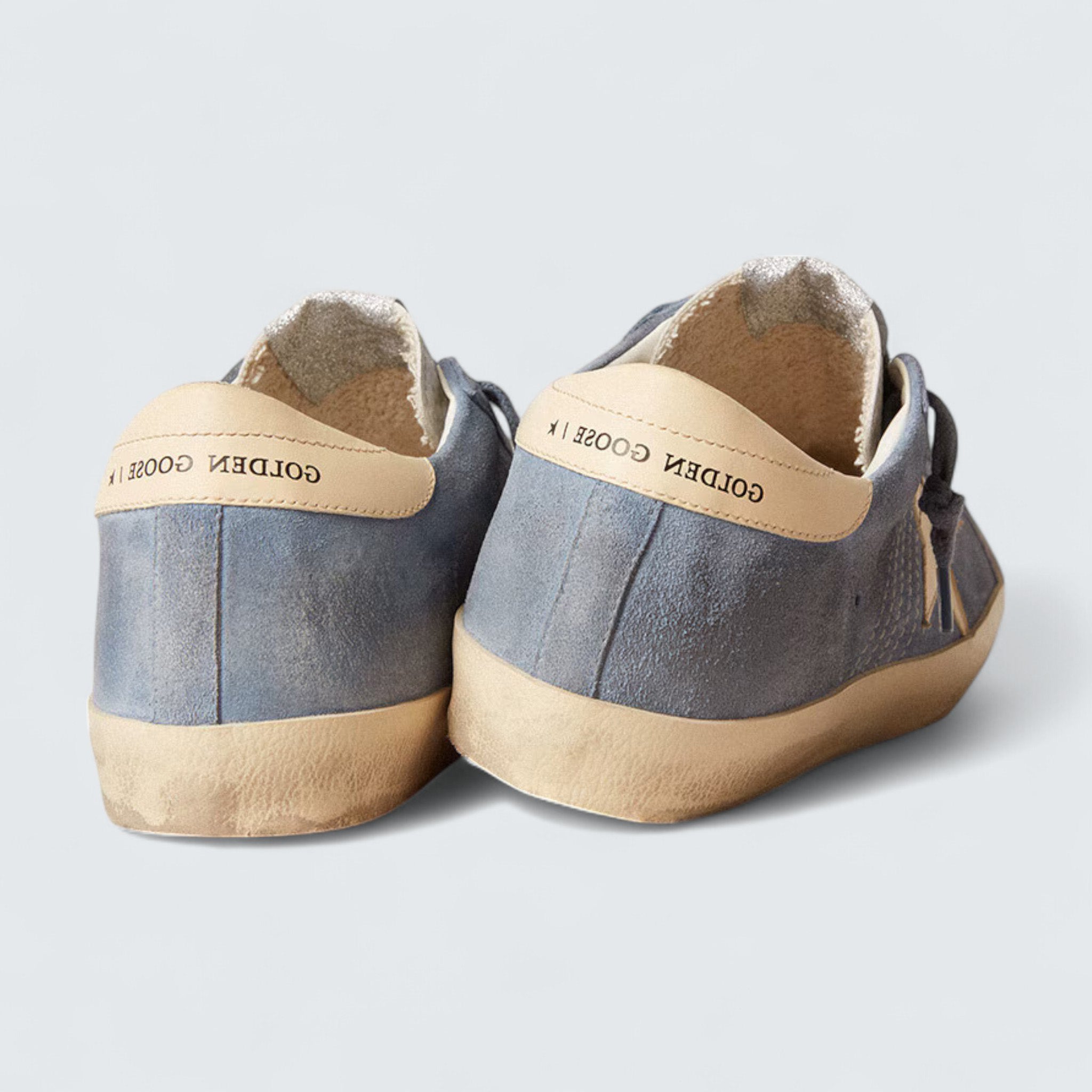 Super-Star 'Light Blue Suede with Beige Leather Star and Heel Tab'