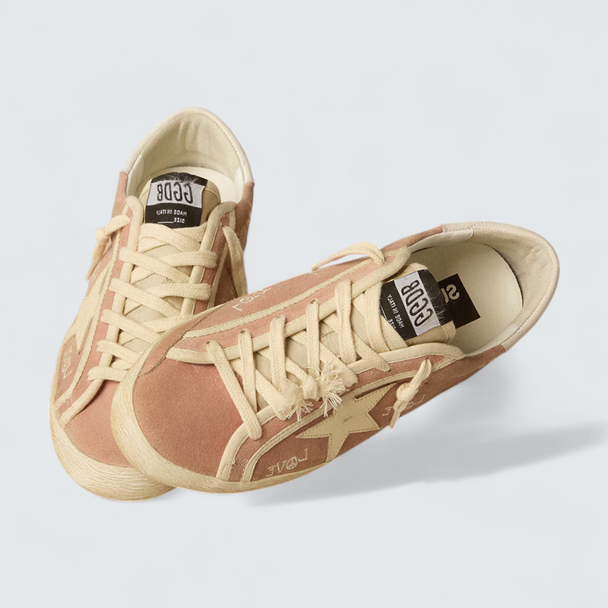 Super-Star 'Powder-Pink Suede with Cream Leather Star'