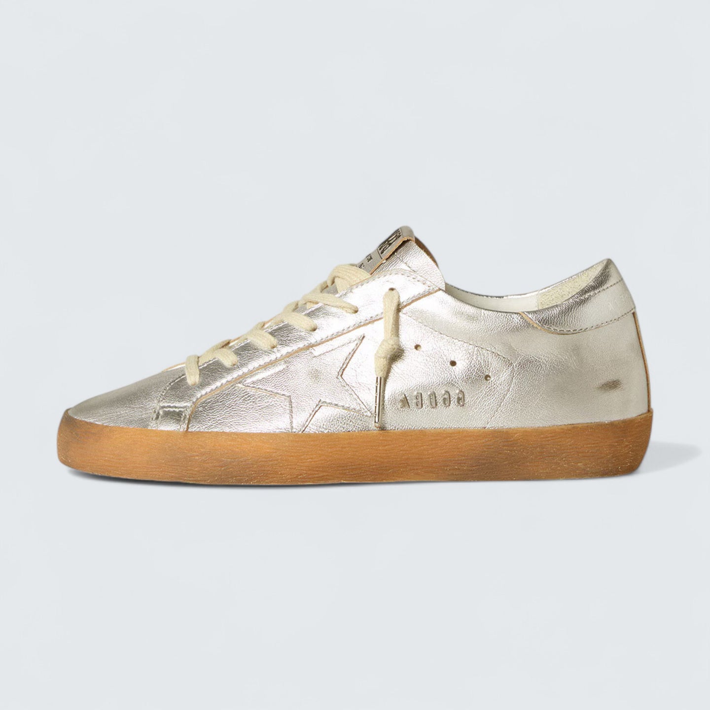 Super-Star 'Silver Metallic Leather with Leather Star and Heel Tab'