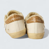 Super-Star 'White Leather with Silver Leather Star and Crocodile-Print Leather Heel Tab'