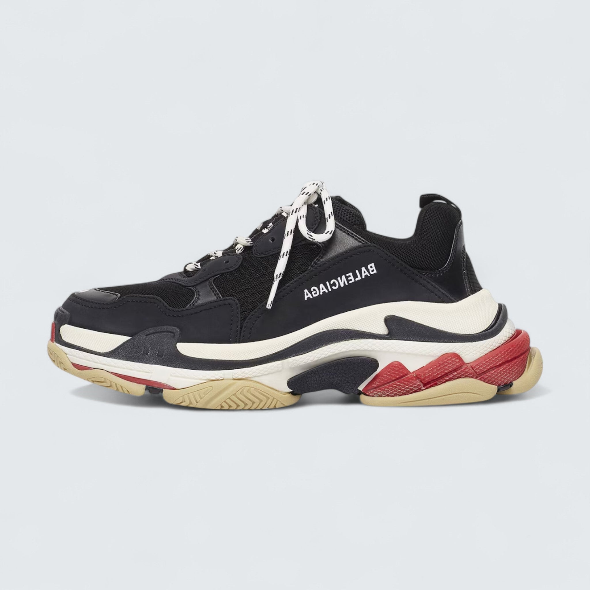 Triple S Sneaker in Black Double Foam and Mesh