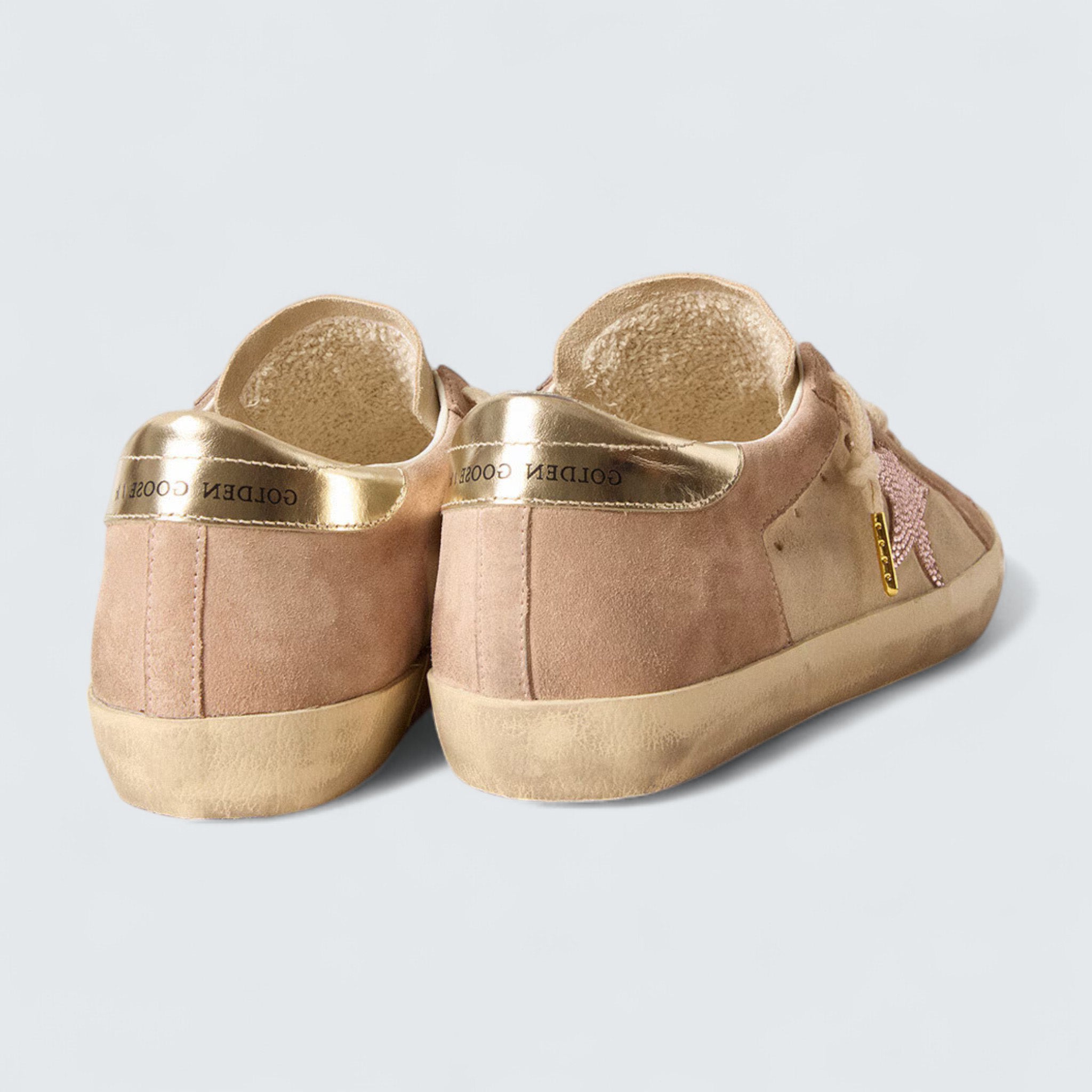 Super-Star 'Pale Pink Suede with Suede Star and Platinum Heel Tab'