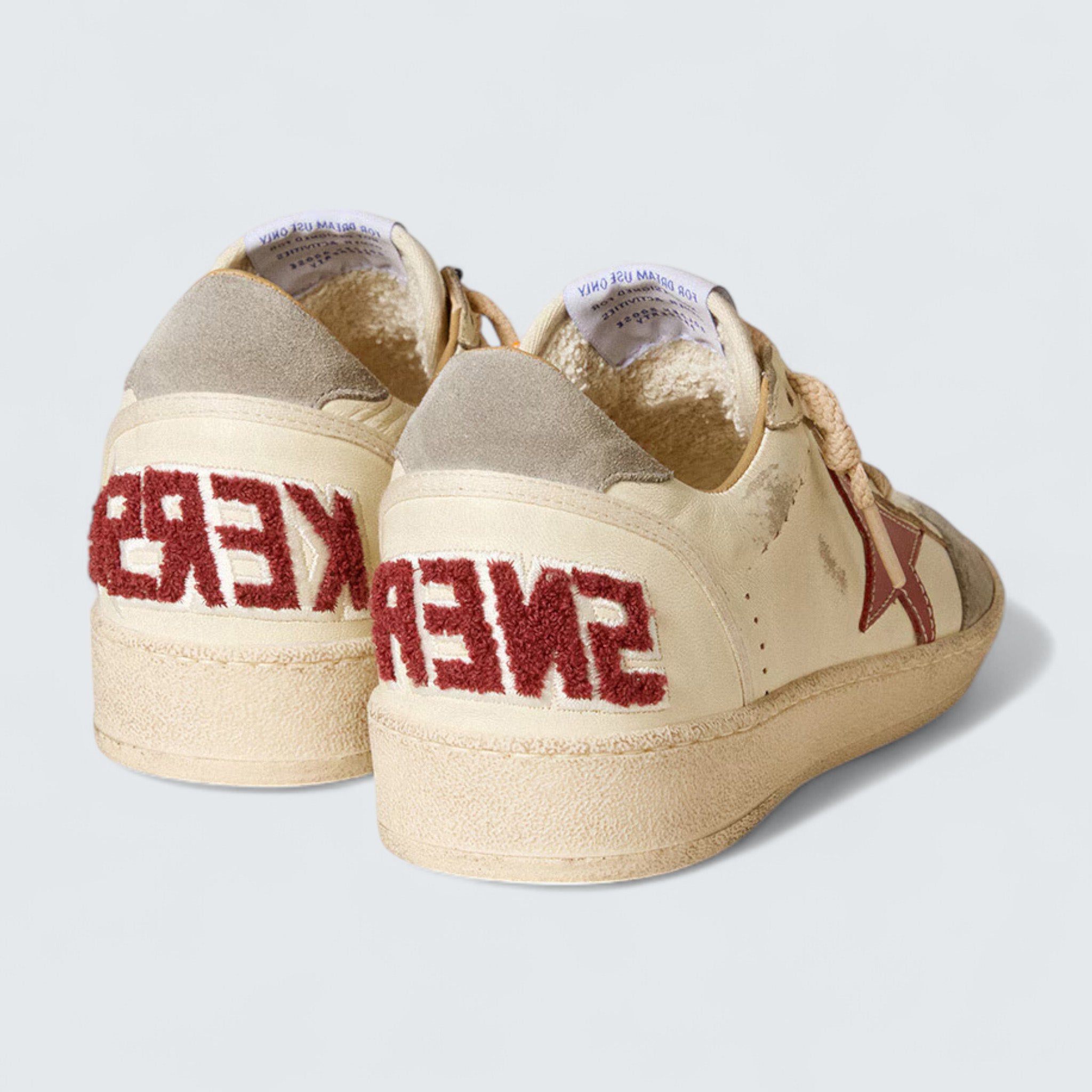 Ball Star LTD 'White Nappa with Red Leather Star and Silver Suede Heel Tab'