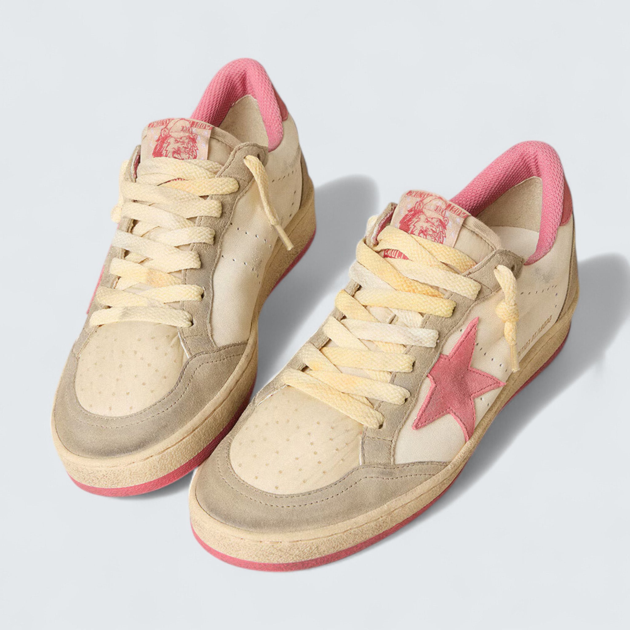 Ball Star LTD 'White Nappa with Pink Suede Star and Dove-Gray Inserts'