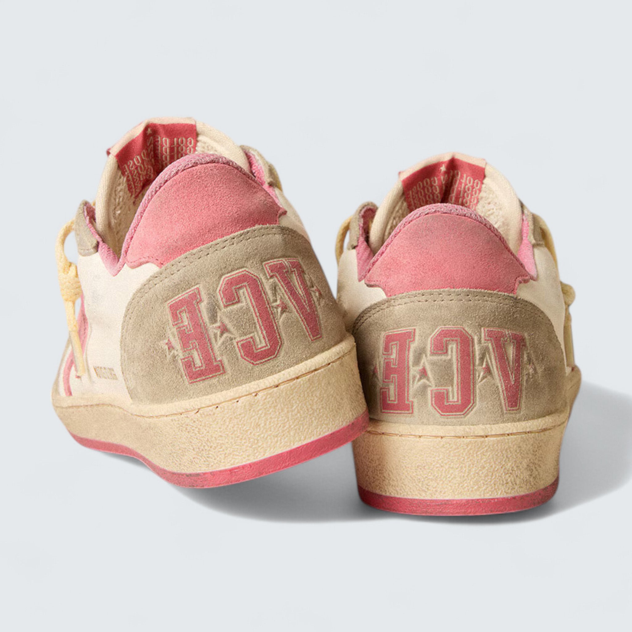 Ball Star LTD 'White Nappa with Pink Suede Star and Dove-Gray Inserts'
