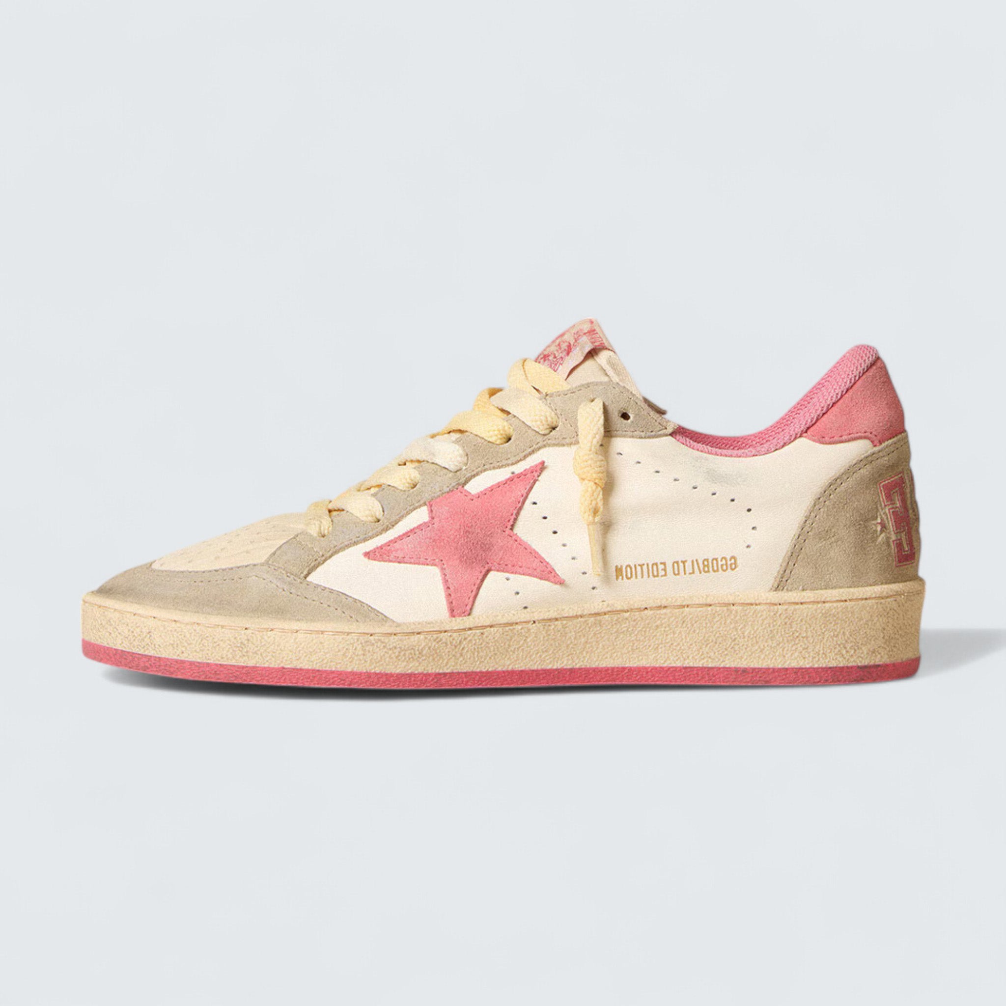 Ball Star LTD 'White Nappa with Pink Suede Star and Dove-Gray Inserts'