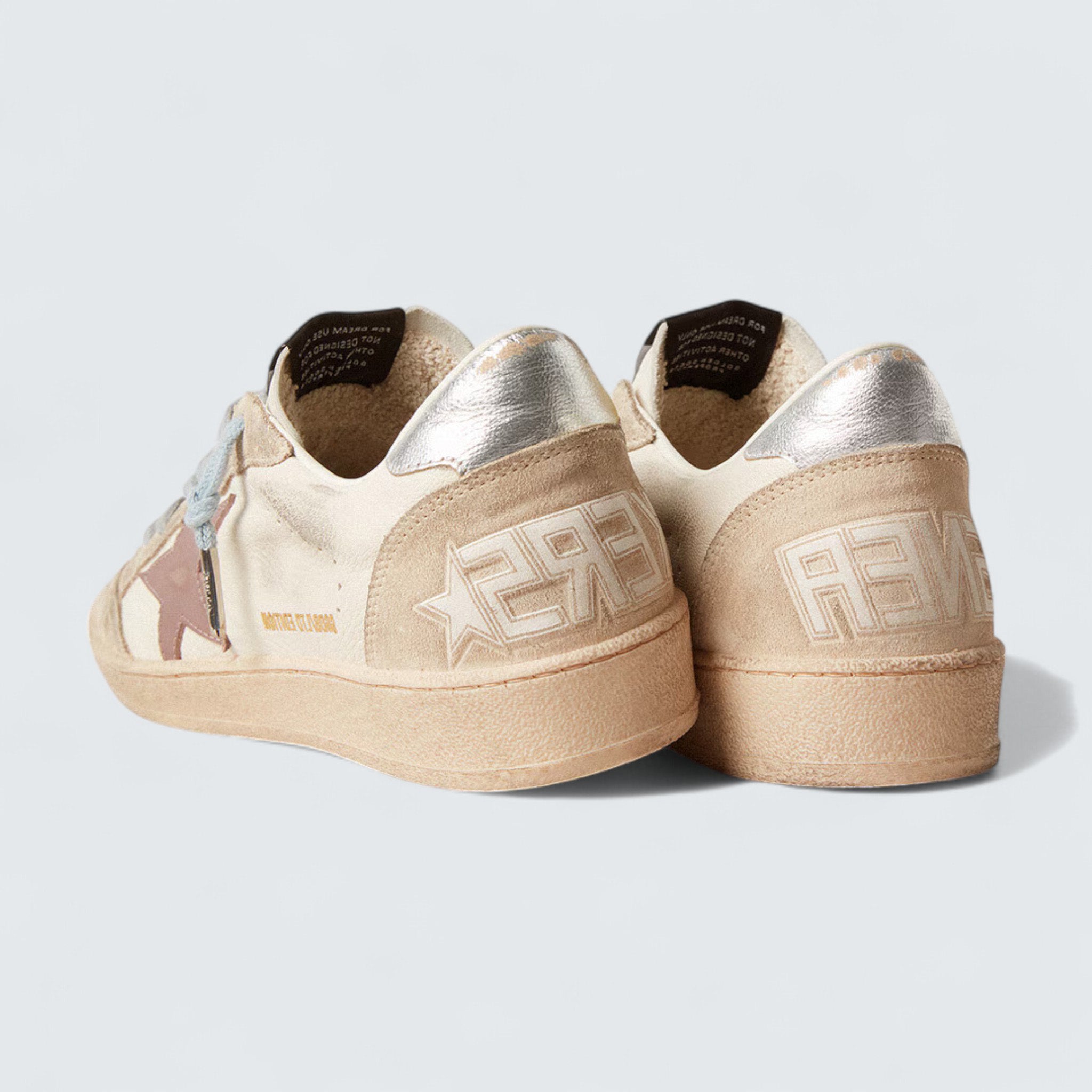 Ball Star LTD 'White Nappa and Pearl Suede with Mauve Leather Star'