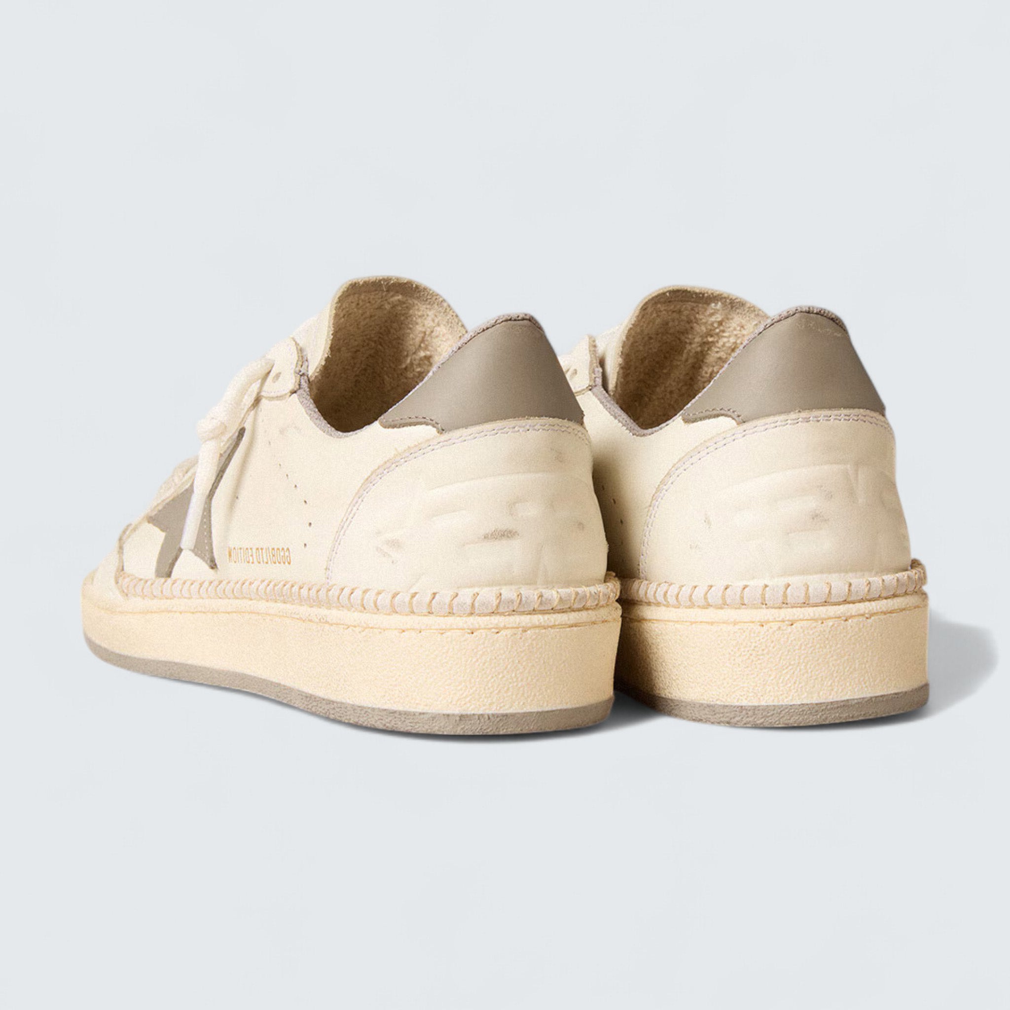 Ball Star LTD 'Off-White Nappa with Gray Leather Star, Heel Tab, and Contrast Stitching'