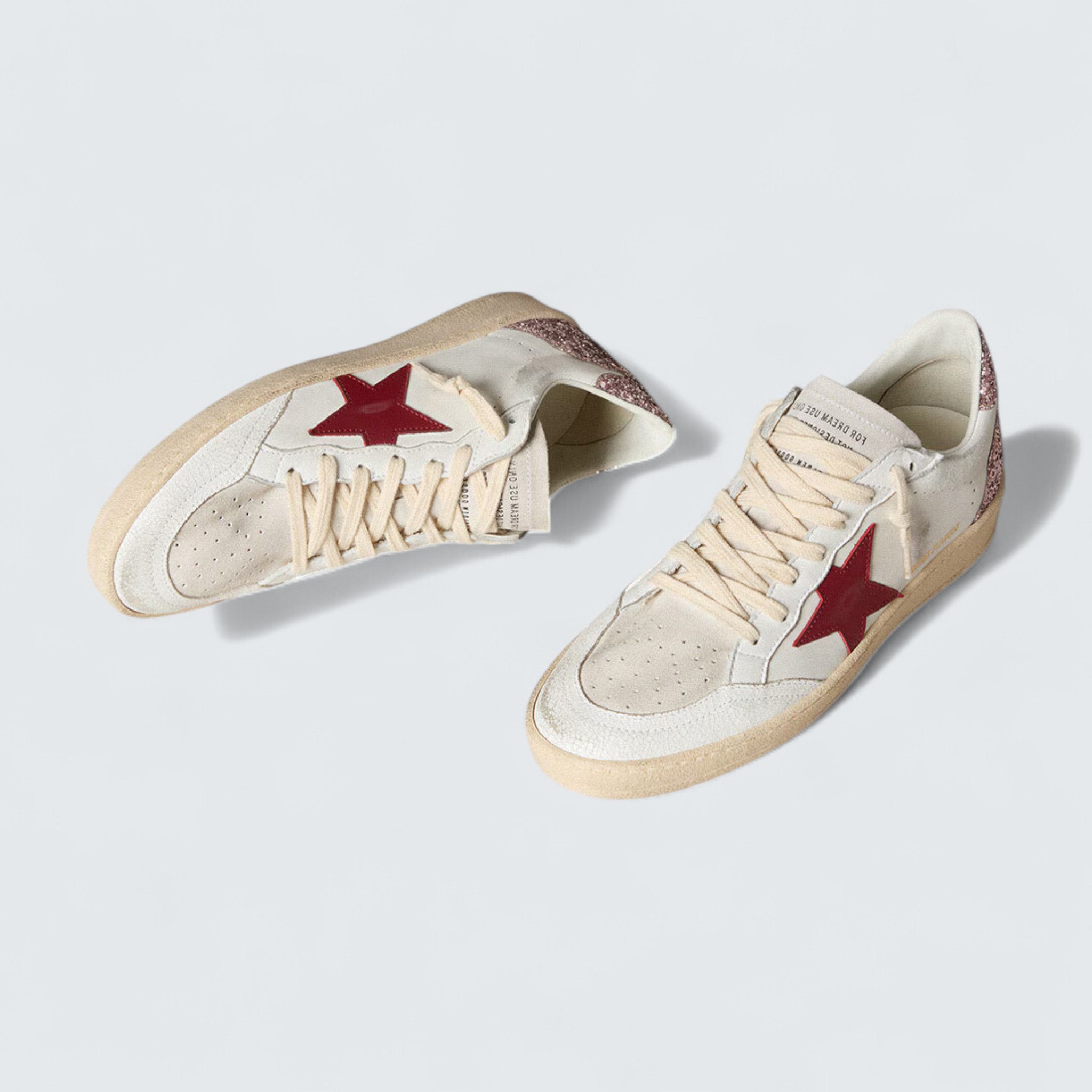 Ball Star LTD 'White Nappa with Red Leather Star and Pink Glitter Heel Tab'