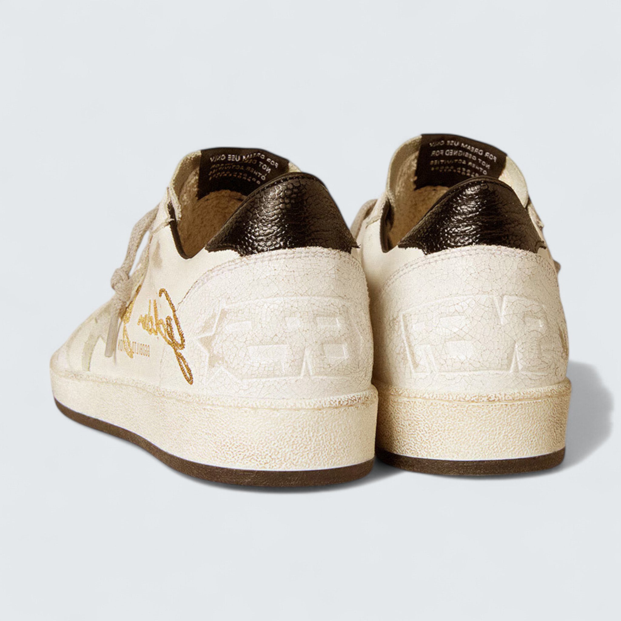 Ball Star LTD 'White Leather with Ice-Gray Suede Star and Textured Black Leather Heel Tab'