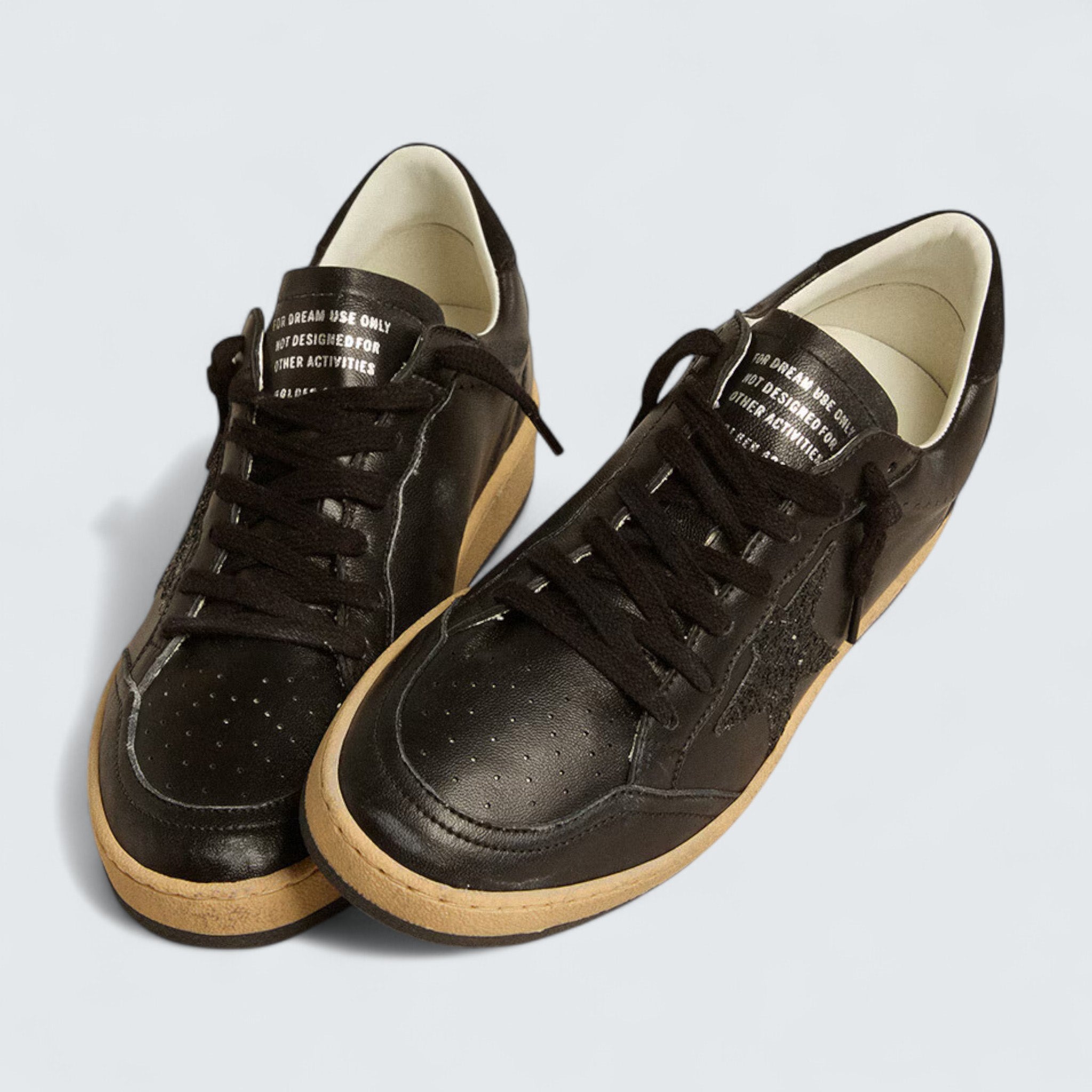 Ball Star 'Black Nappa with Black Glitter Star and Suede Heel Tab'