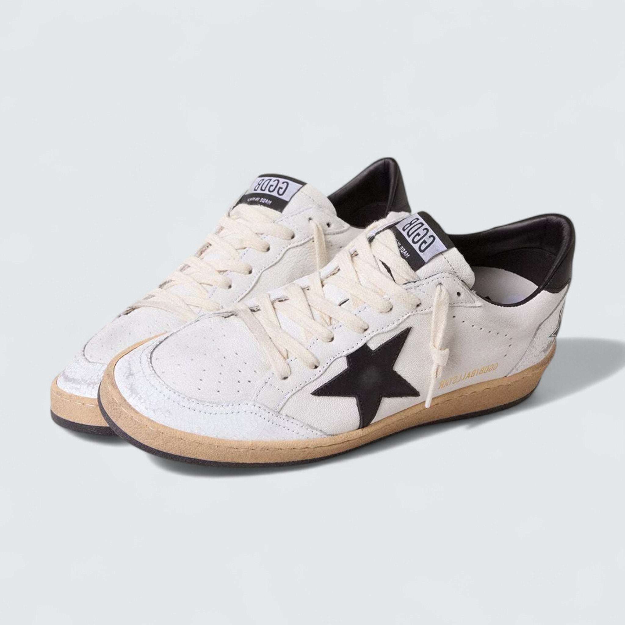 Ball Star 'White Nappa with Black Leather Star and Heel Tab'