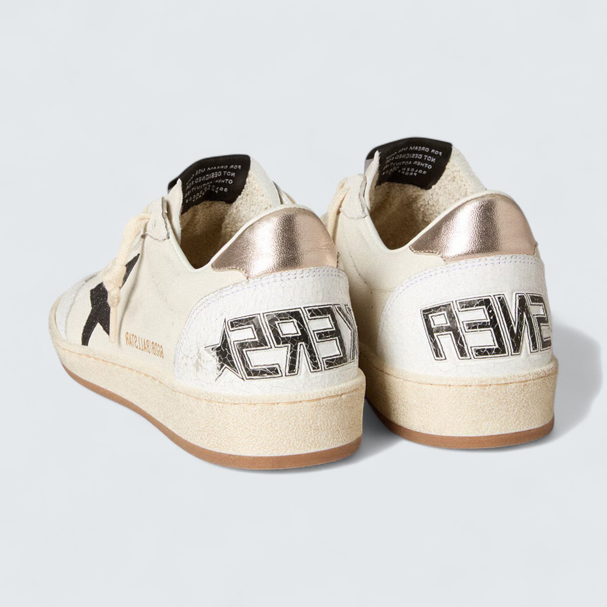 Ball Star 'White Nappa with Black Glitter Star and Quartz Metallic Heel Tab'