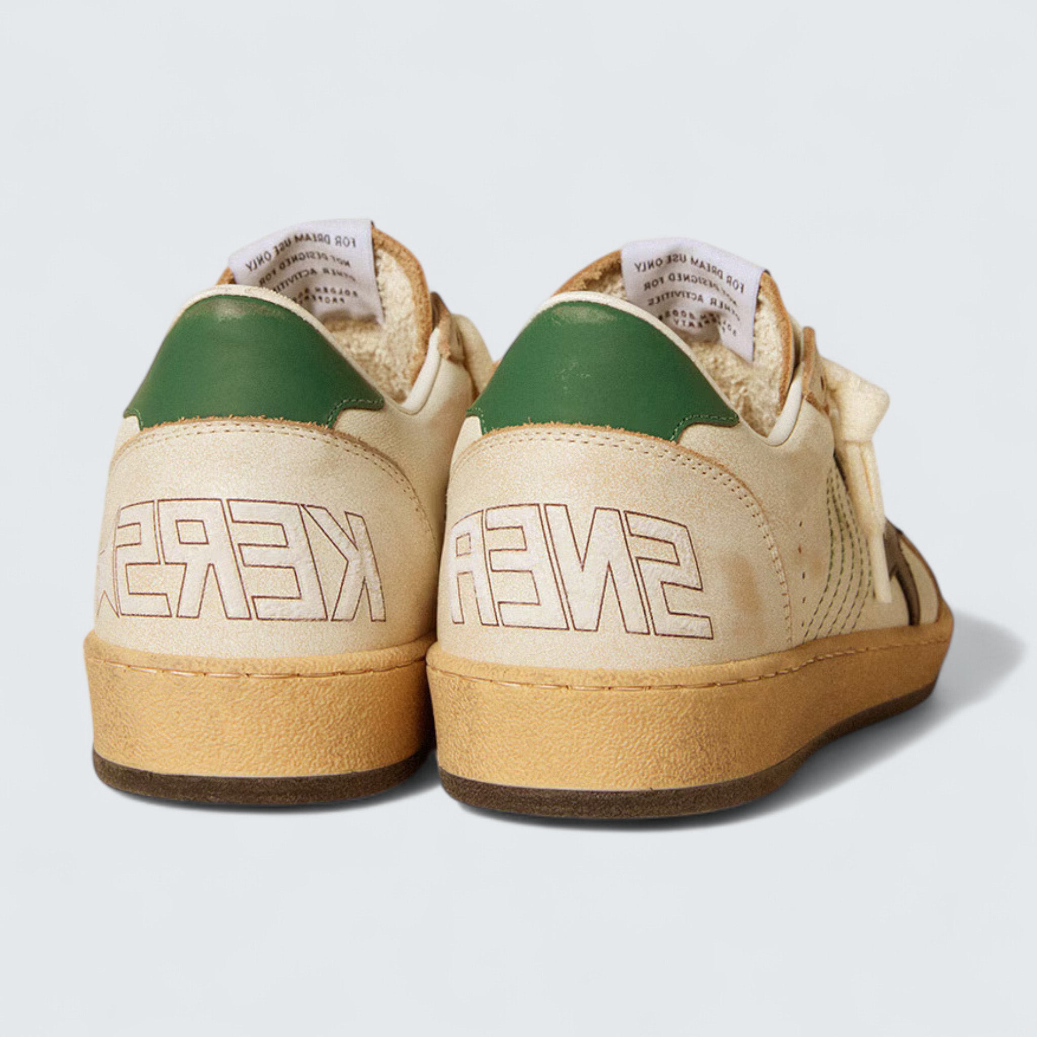 Ball Star 'White Leather with Black Leather Star and Green Leather Heel Tab'
