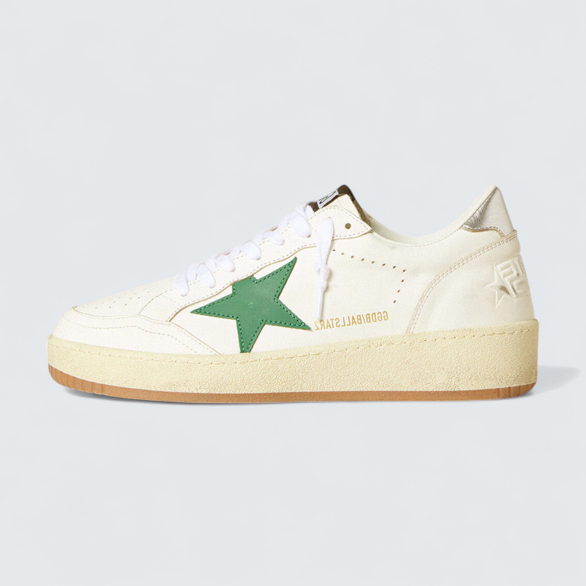 Ball Star 'White Nappa with Green Leather Star and Metallic Leather Heel Tab'