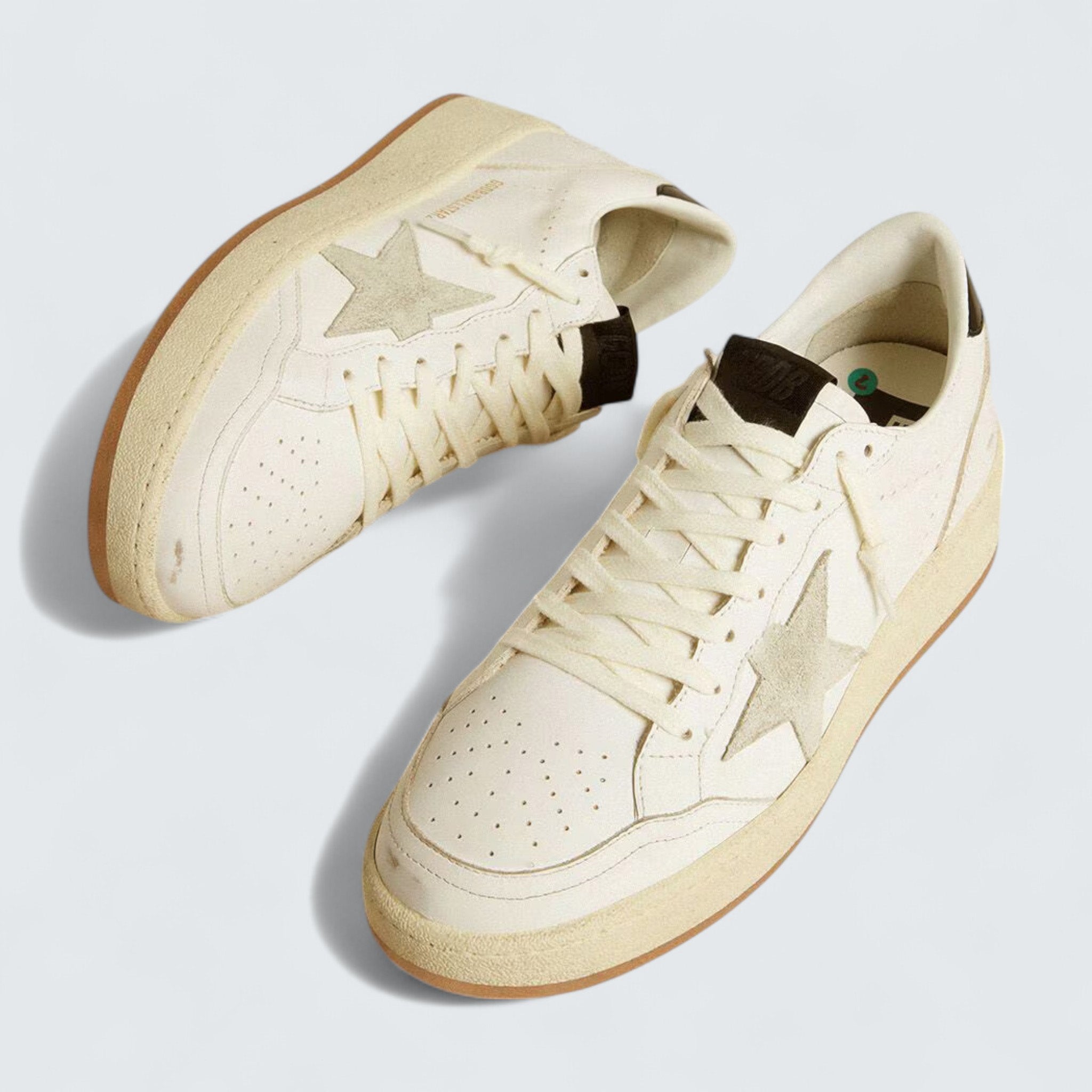 Ball Star 'White Leather with Ice-Gray Suede Star and Glossy Black Leather Heel Tab'