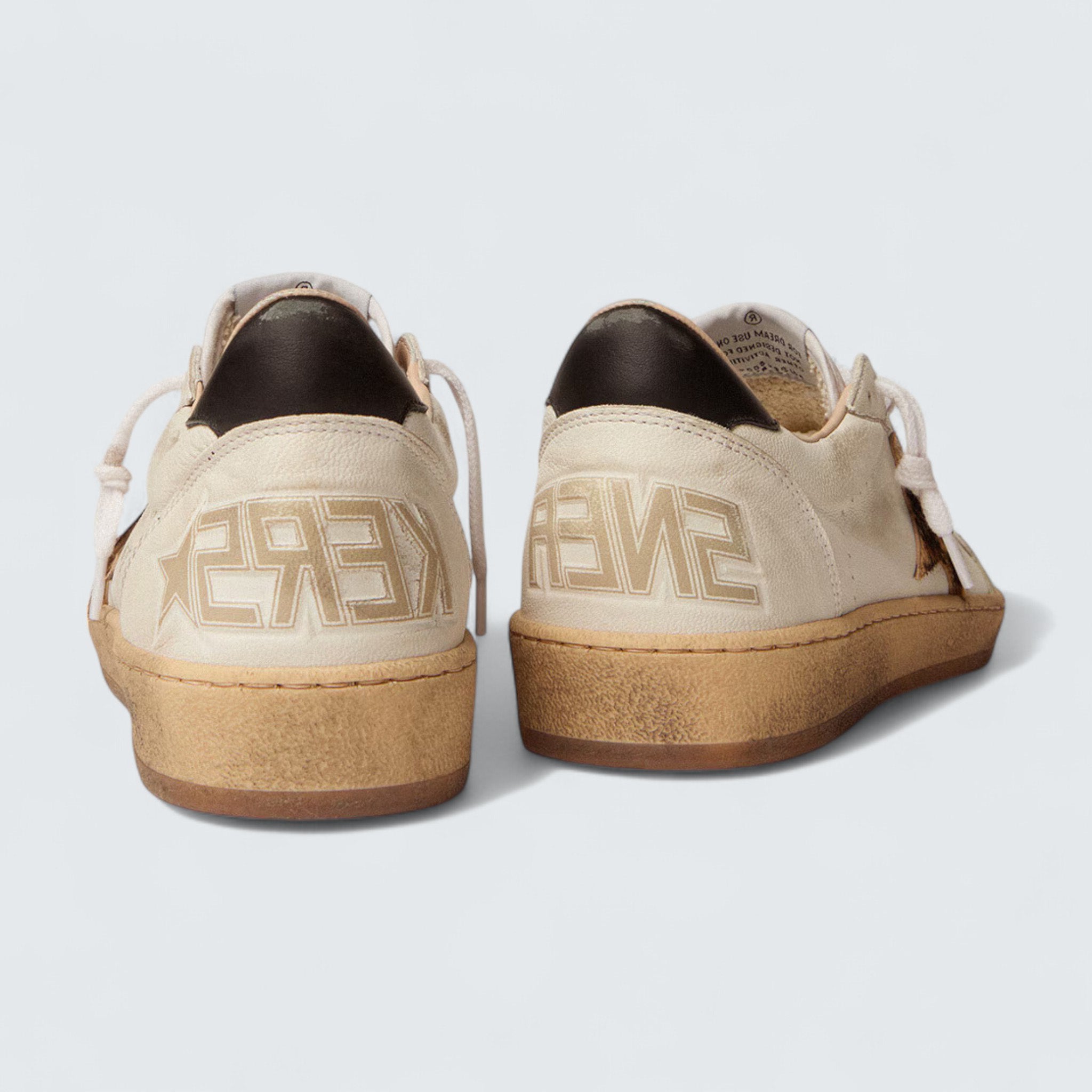 Ball Star 'White Nappa with Leopard-Print Pony Skin Star and Black Leather Heel Tab'